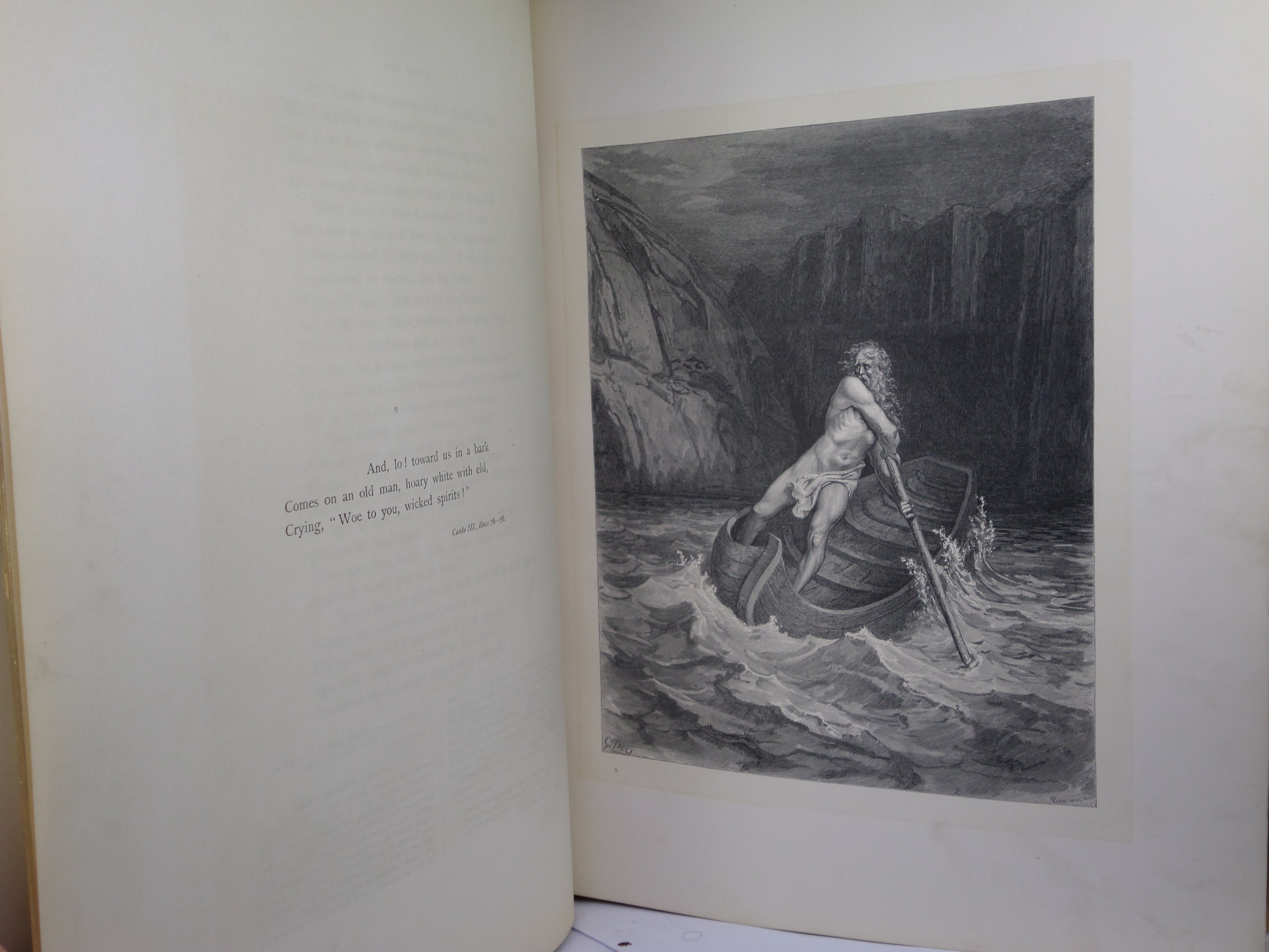 THE VISION OF HELL BY DANTE ALIGHIERI 1866 SIGNED LEATHER BINDING, GUSTAVE DORÉ ILLUSTRATIONS