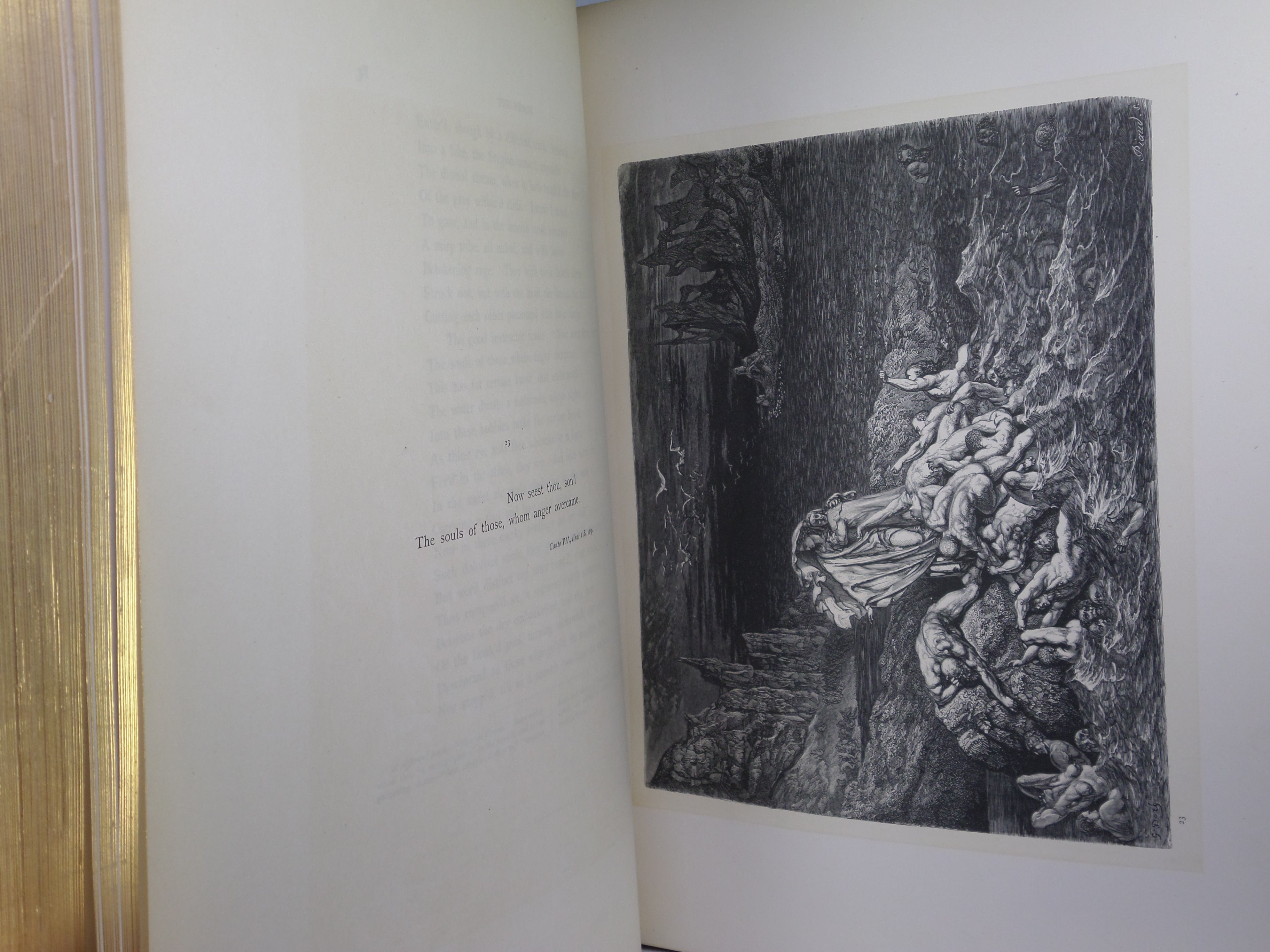 THE VISION OF HELL BY DANTE ALIGHIERI 1866 SIGNED LEATHER BINDING, GUSTAVE DORÉ ILLUSTRATIONS