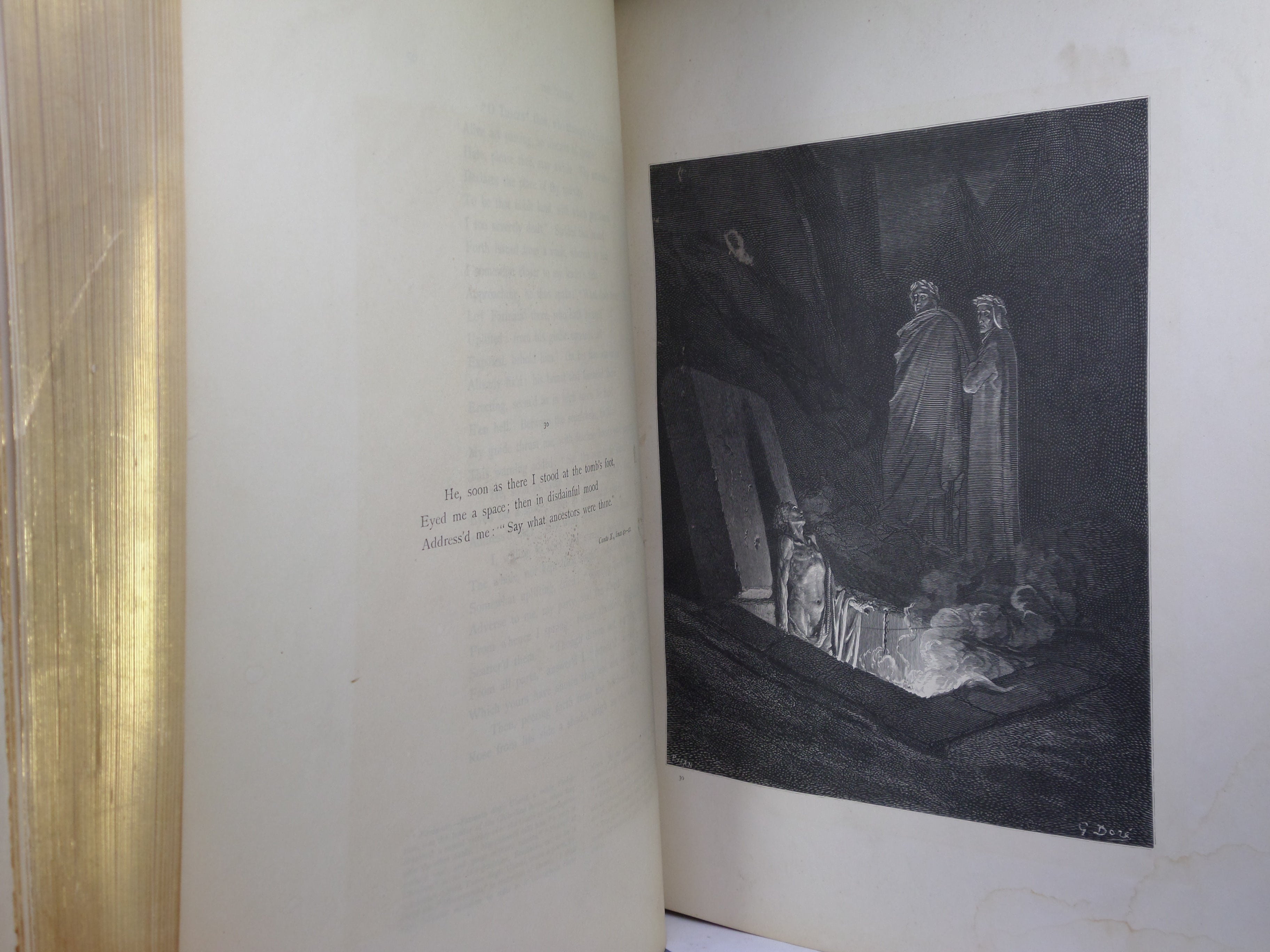 THE VISION OF HELL BY DANTE ALIGHIERI 1866 SIGNED LEATHER BINDING, GUSTAVE DORÉ ILLUSTRATIONS