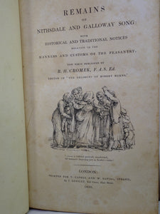 REMAINS OF NITHSDALE AND GALLOWAY SONG BY R. H. CROMEK 1810 LEATHER BINDING