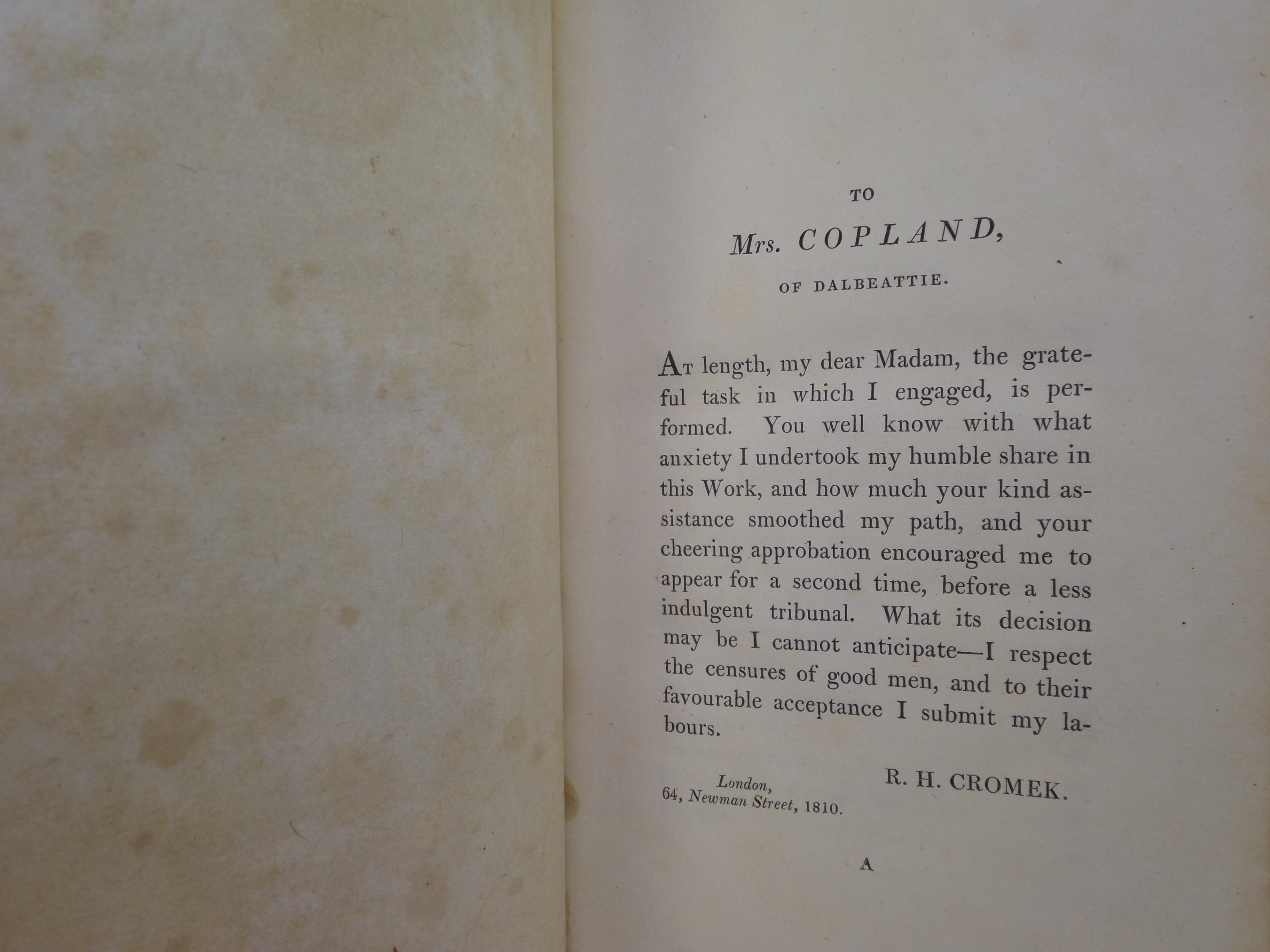 REMAINS OF NITHSDALE AND GALLOWAY SONG BY R. H. CROMEK 1810 LEATHER BINDING