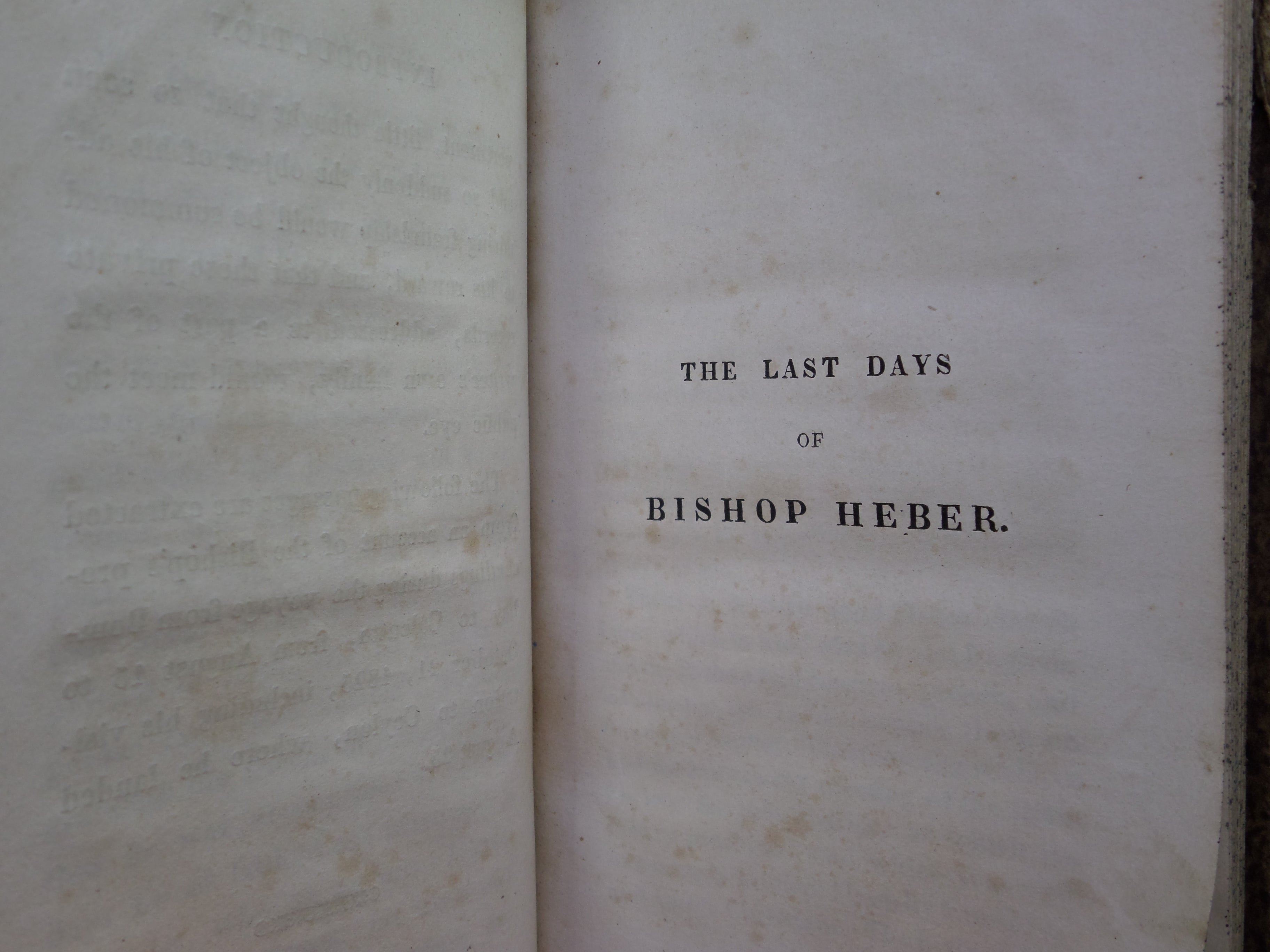 THE LAST DAYS OF BISHOP HEBER BY REV. THOMAS ROBINSON 1832