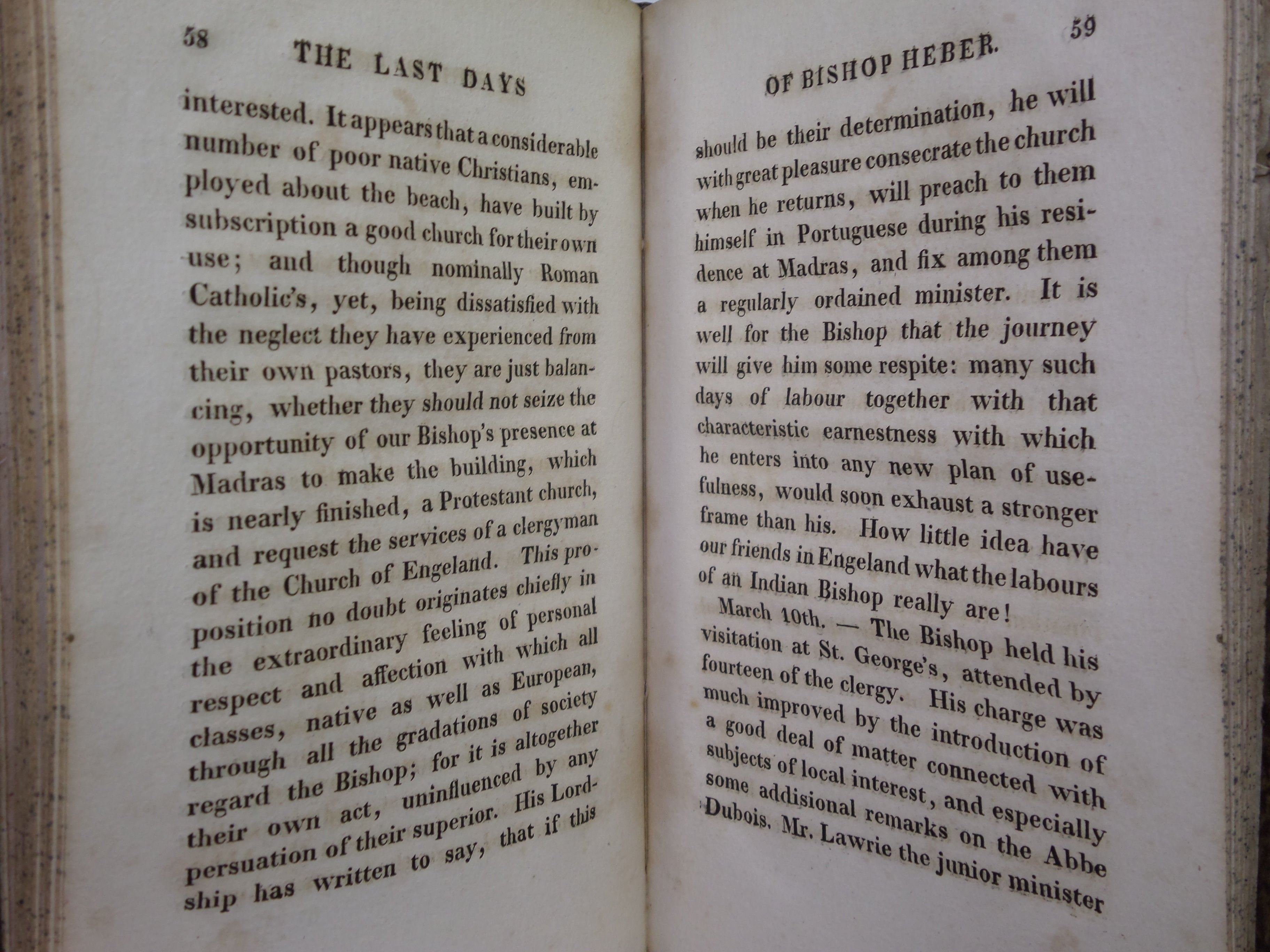 THE LAST DAYS OF BISHOP HEBER BY REV. THOMAS ROBINSON 1832