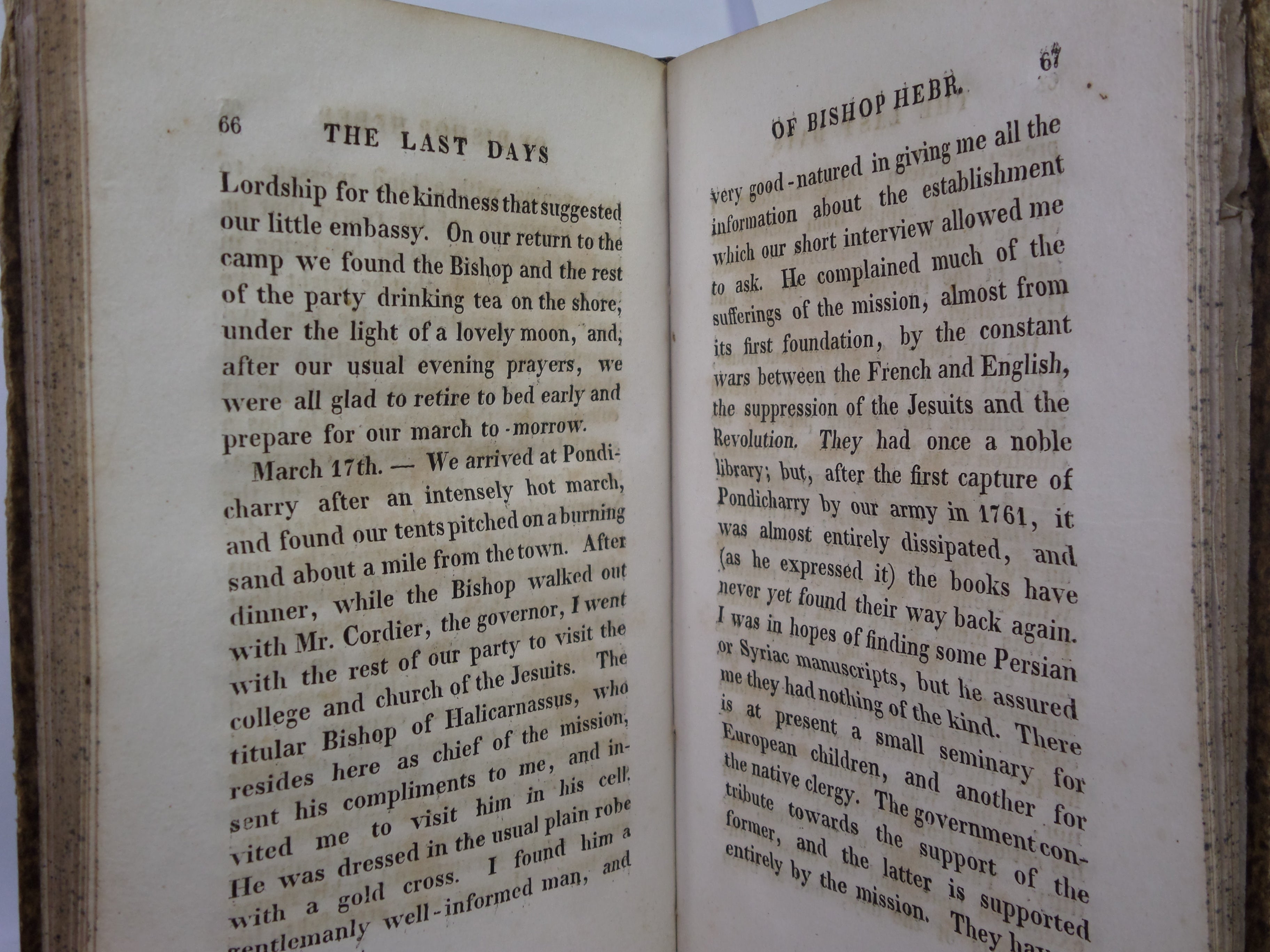 THE LAST DAYS OF BISHOP HEBER BY REV. THOMAS ROBINSON 1832