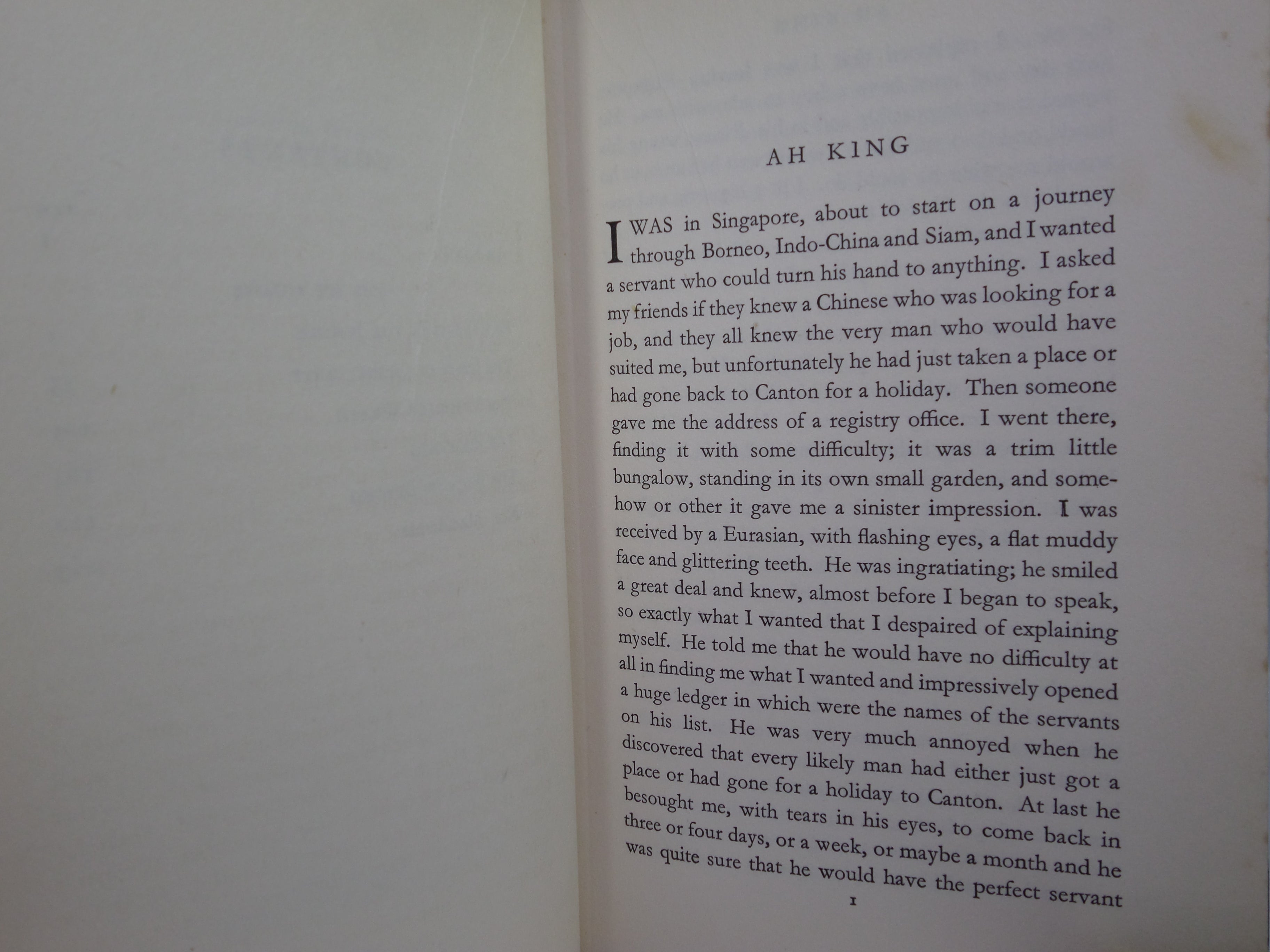 AH KING BY WILLIAM SOMERSET MAUGHAM 1933 FIRST EDITION