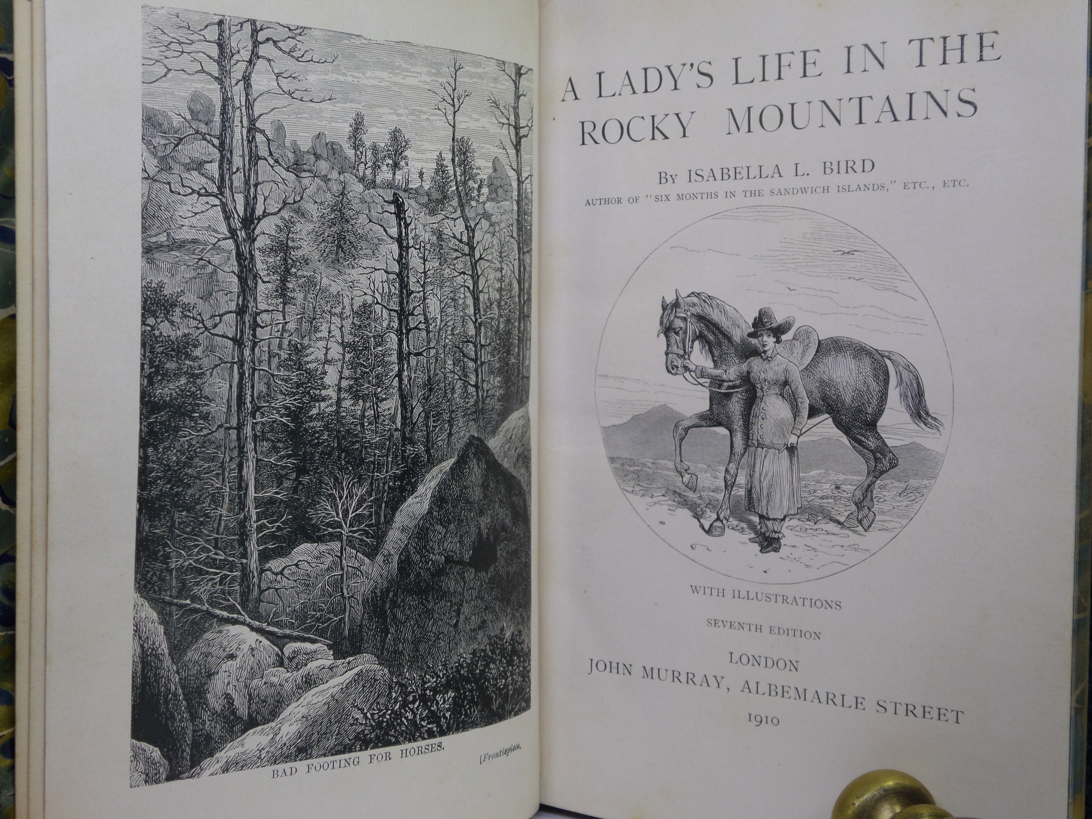 A LADY'S LIFE IN THE ROCKY MOUNTAINS BY ISABELLA L. BIRD 1910 LEATHER BINDING
