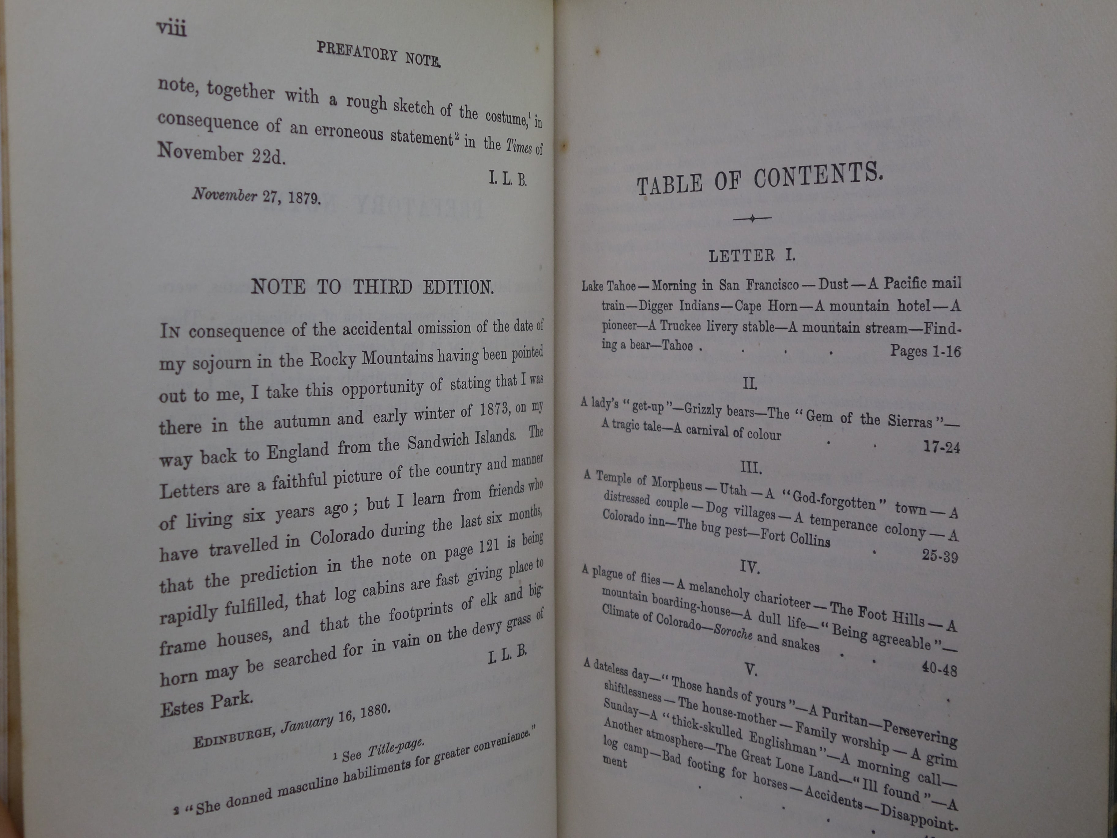 A LADY'S LIFE IN THE ROCKY MOUNTAINS BY ISABELLA L. BIRD 1910 LEATHER BINDING