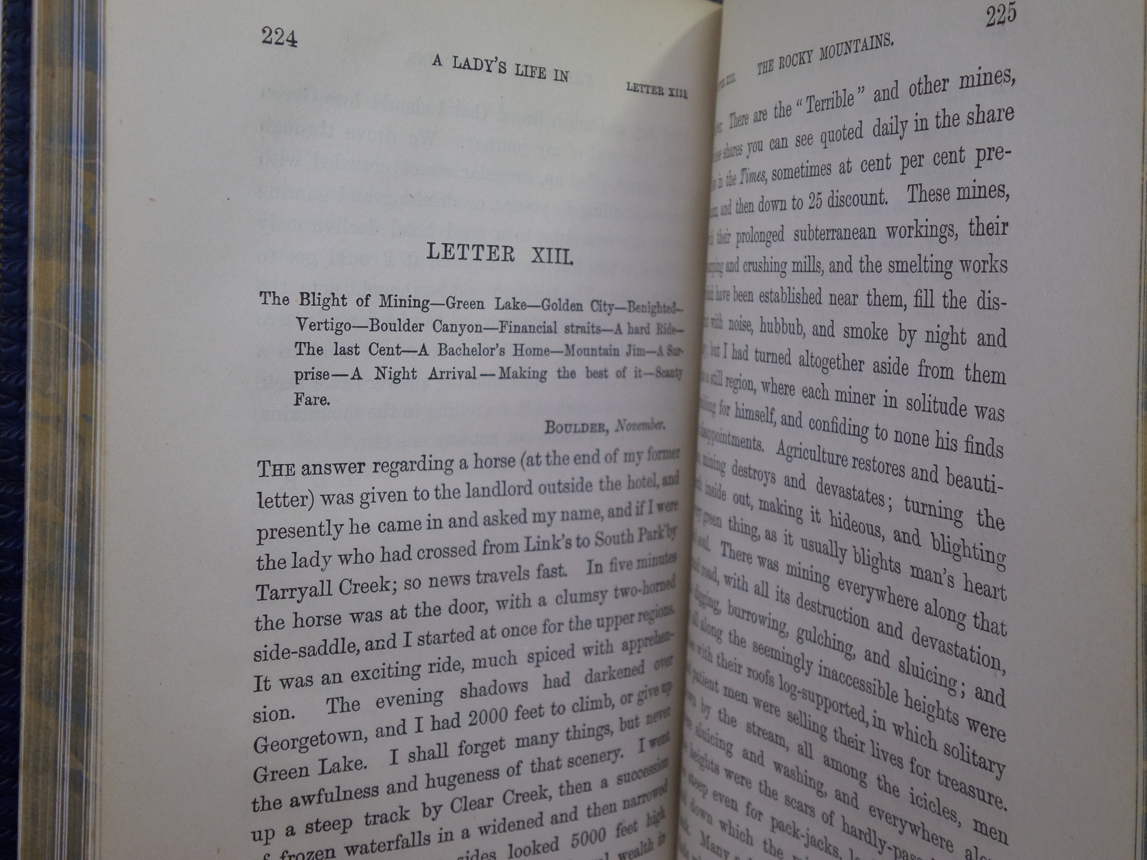 A LADY'S LIFE IN THE ROCKY MOUNTAINS BY ISABELLA L. BIRD 1910 LEATHER BINDING