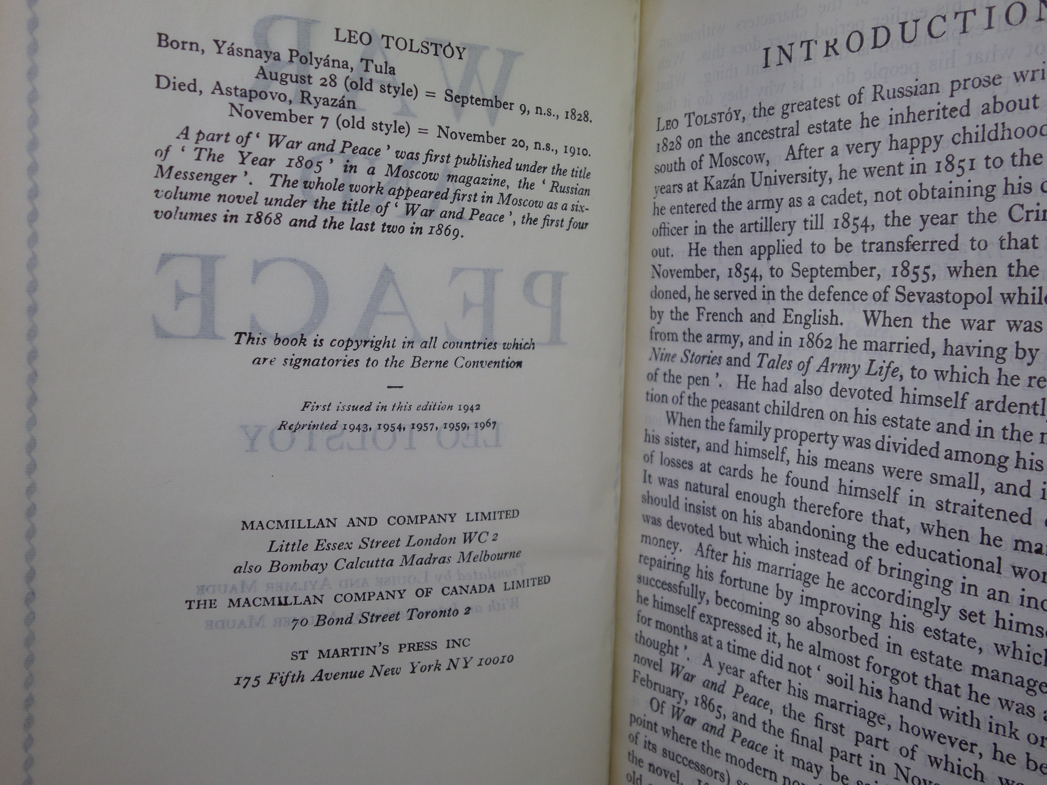 WAR AND PEACE BY LEO TOLSTOY 1967 BAYNTUN FINE BINDING