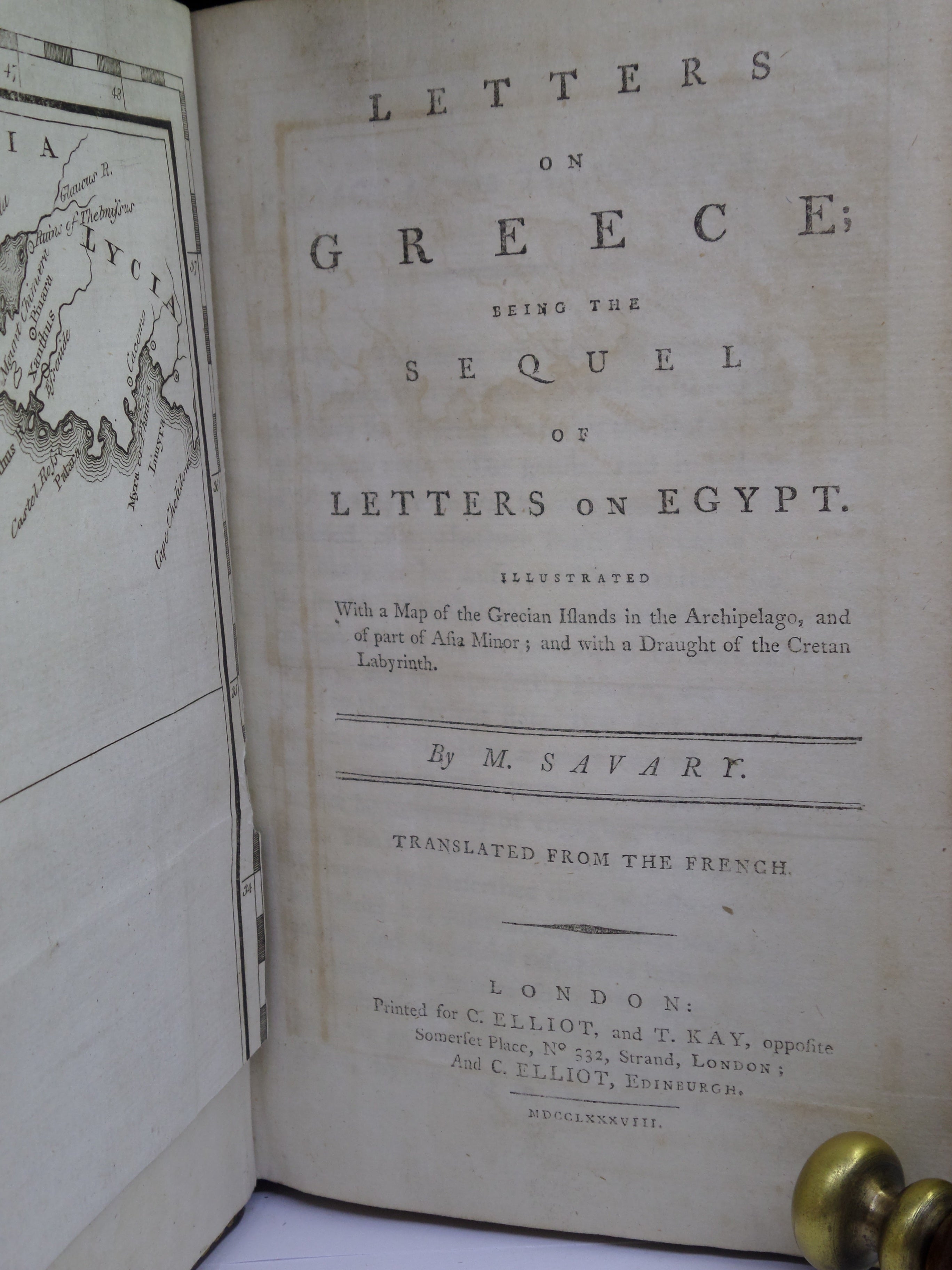 LETTERS ON GREECE BEING A SEQUEL TO LETTERS ON EGYPT 1788 CLAUDE-ÉTIENNE SAVARY