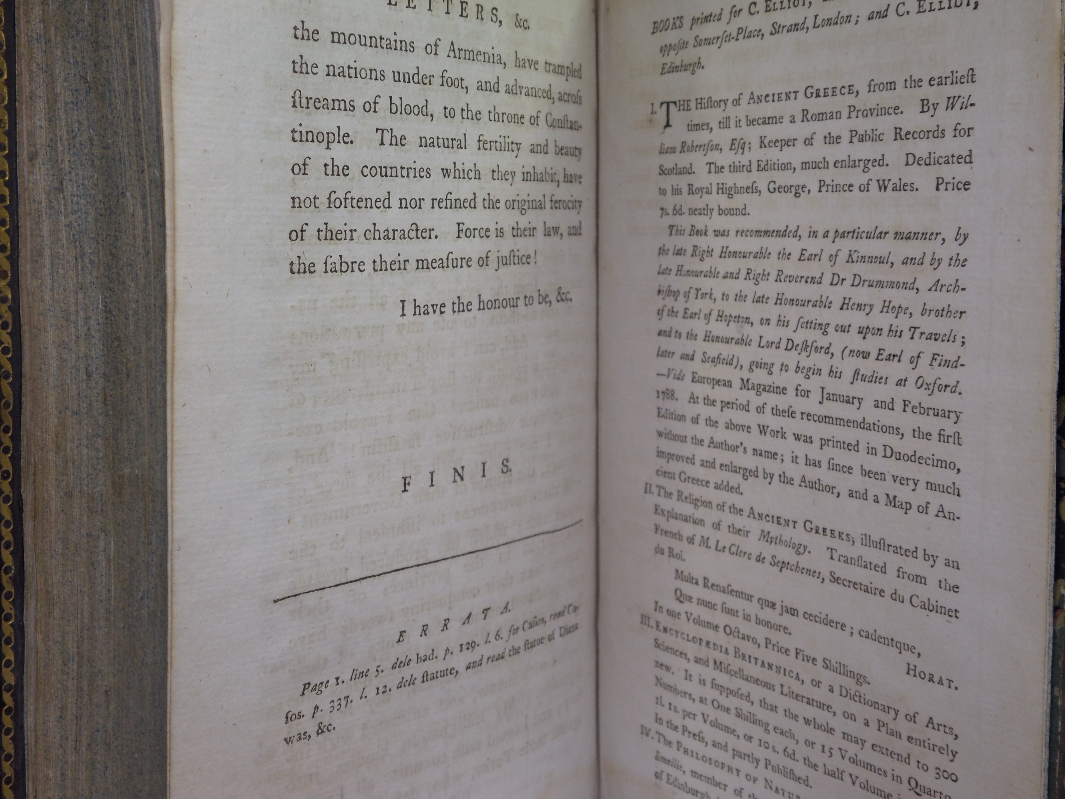 LETTERS ON GREECE BEING A SEQUEL TO LETTERS ON EGYPT 1788 CLAUDE-ÉTIENNE SAVARY
