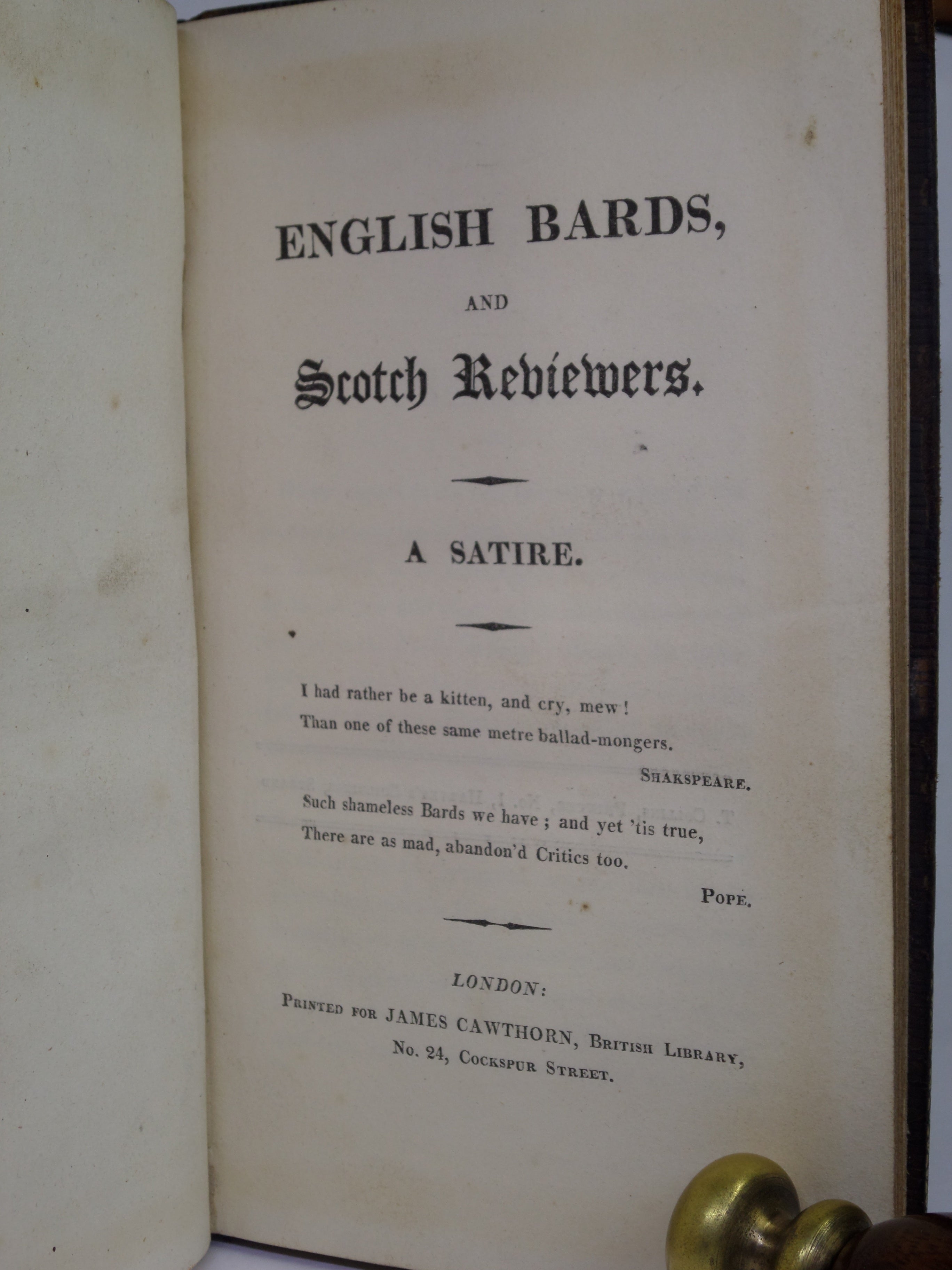 ENGLISH BARDS AND SCOTCH REVIEWERS: A SATIRE BY LORD BYRON 1809 FIRST EDITION