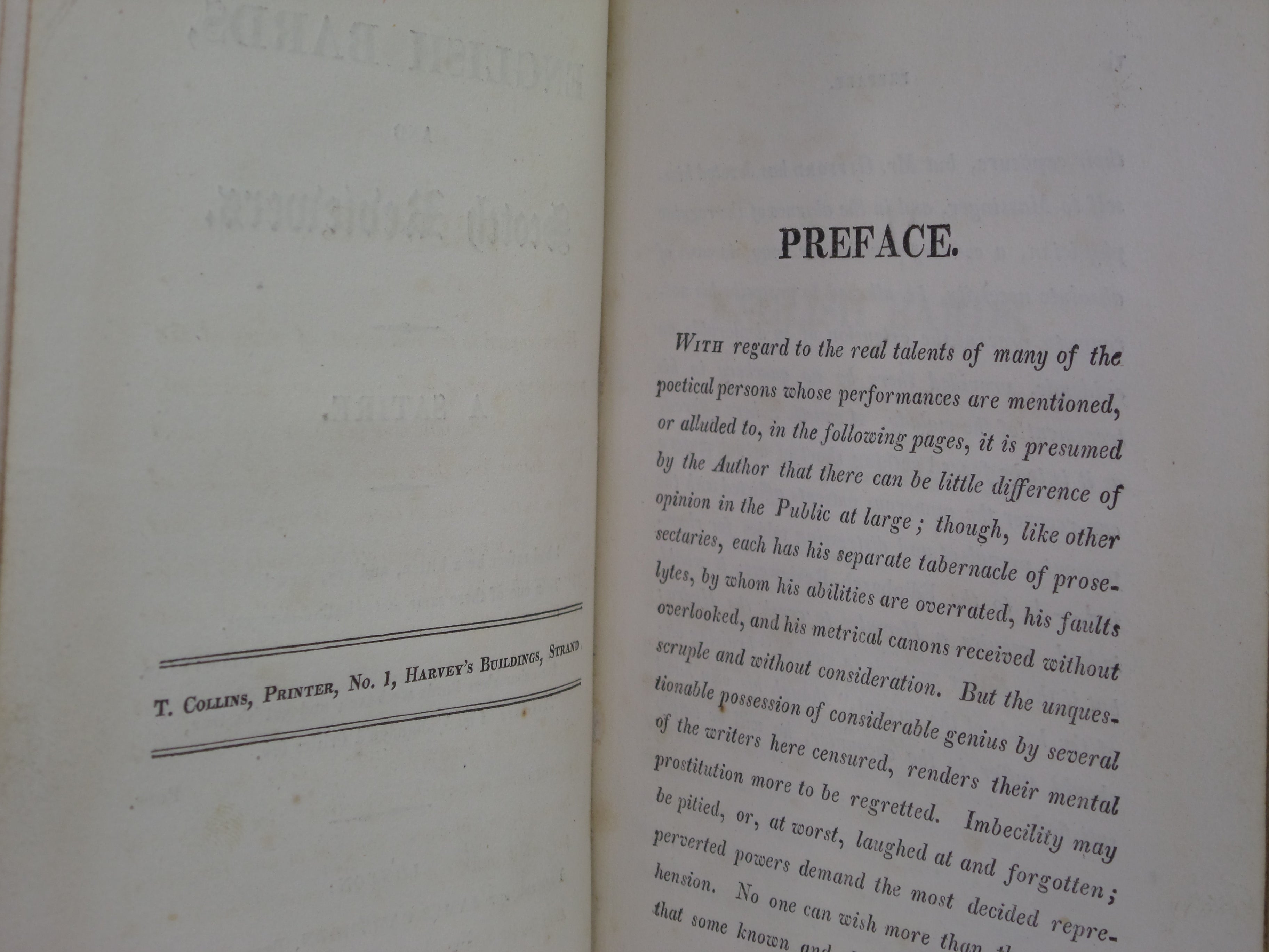 ENGLISH BARDS AND SCOTCH REVIEWERS: A SATIRE BY LORD BYRON 1809 FIRST EDITION