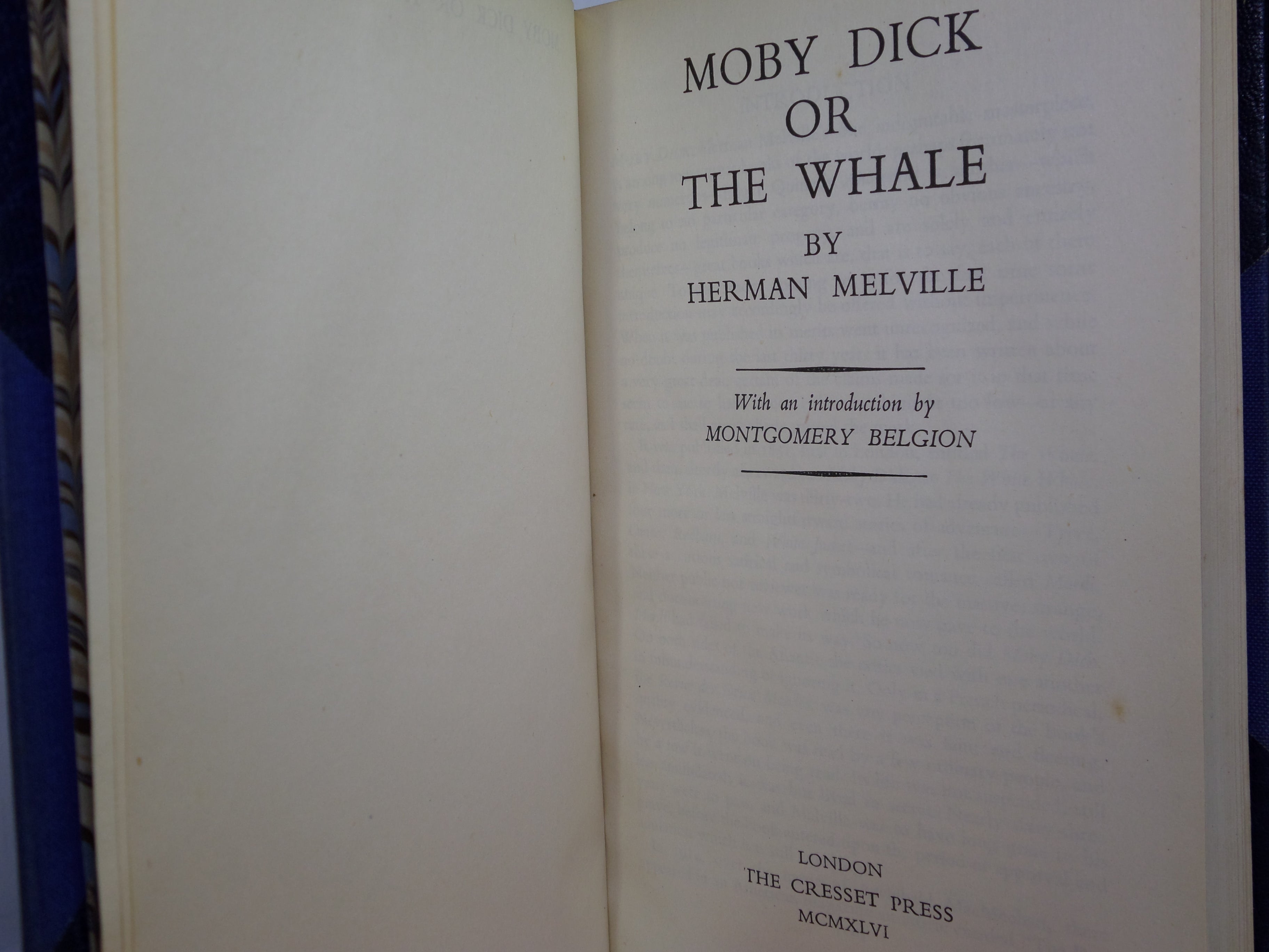 MOBY DICK OR THE WHALE BY HERMAN MELVILLE 1946 BAYNTUN FINE BINDING