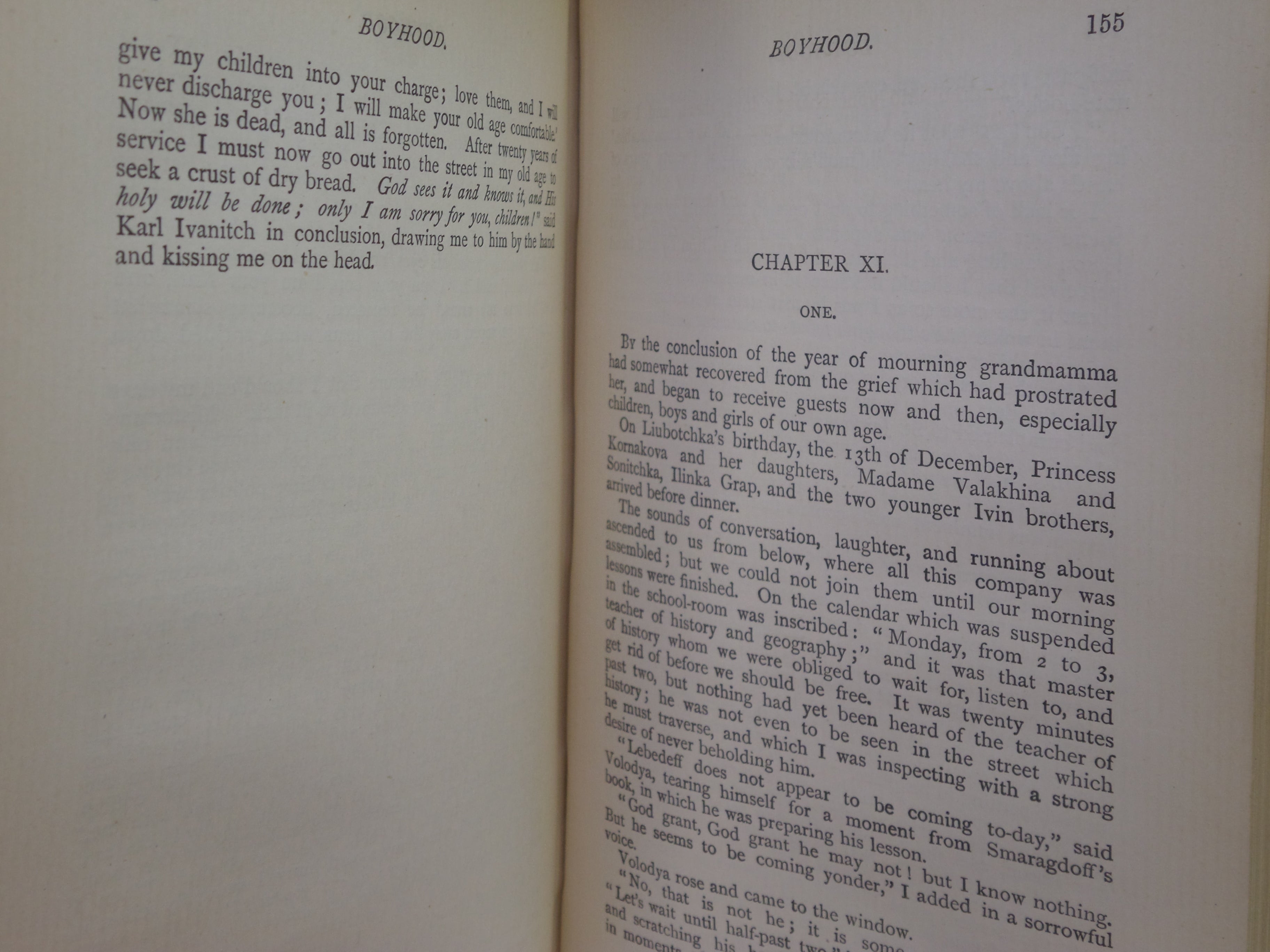 CHILDHOOD, BOYHOOD, YOUTH BY LEO TOLSTOY CIRCA 1889