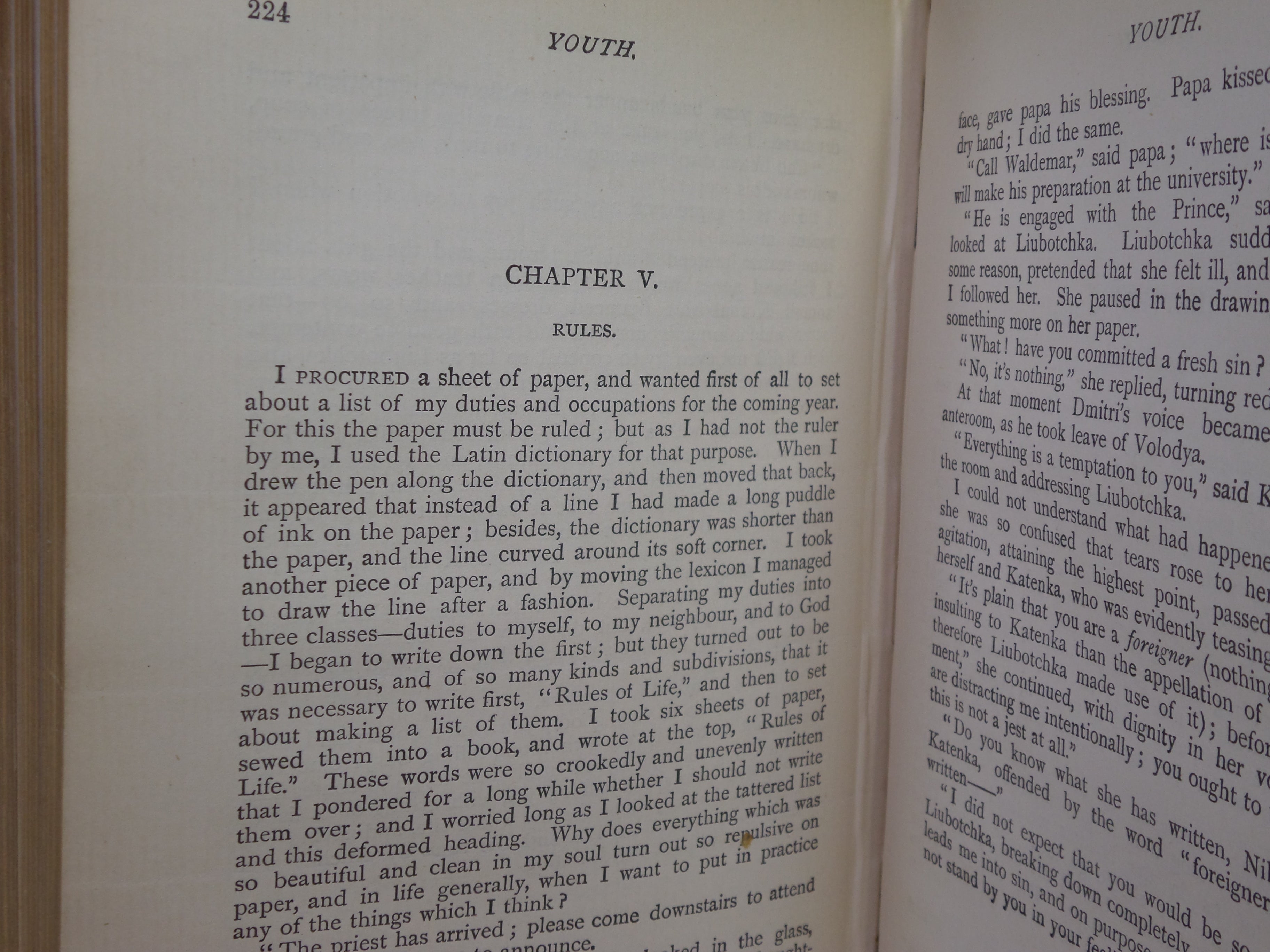 CHILDHOOD, BOYHOOD, YOUTH BY LEO TOLSTOY CIRCA 1889