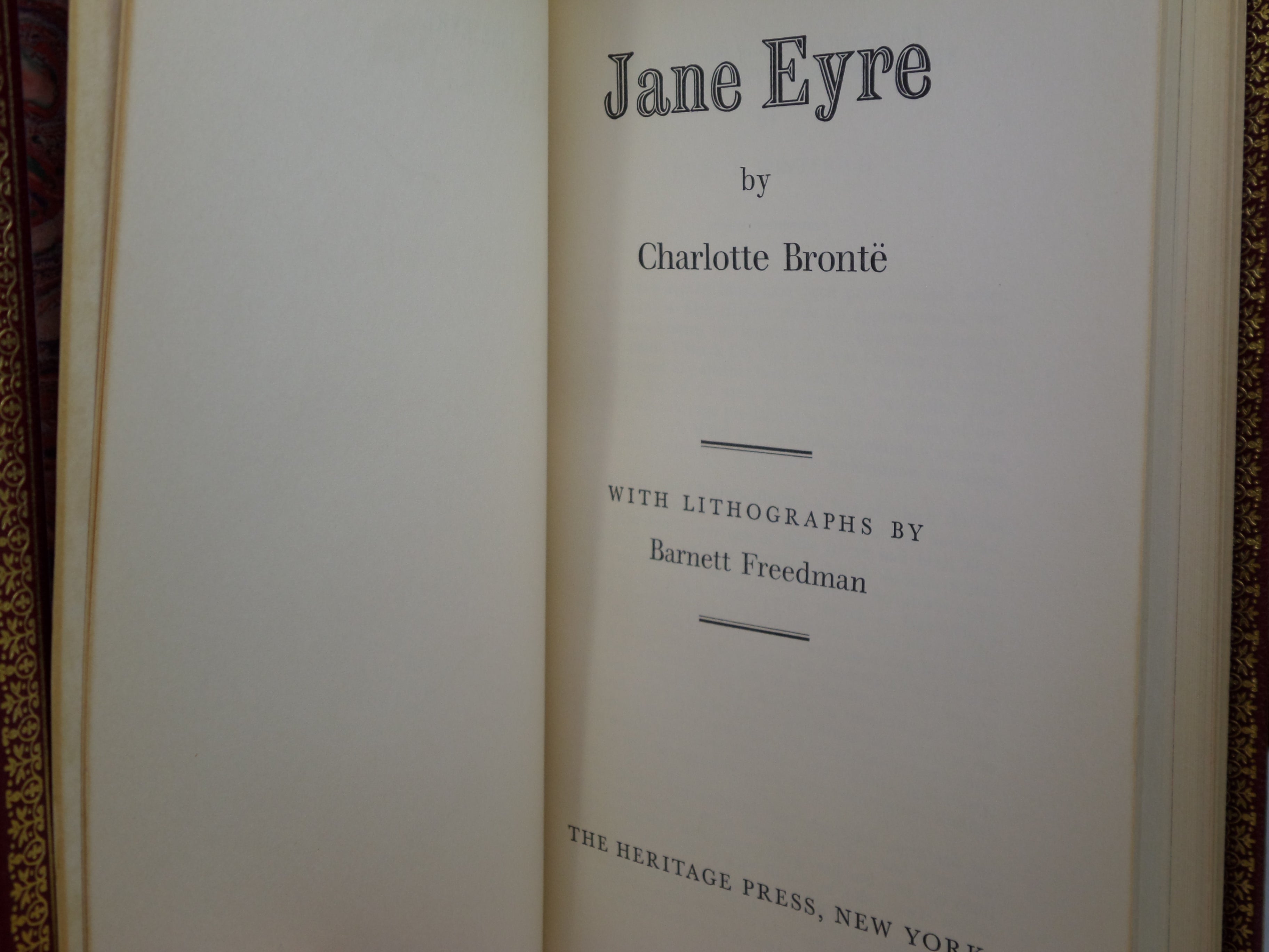 JANE EYRE BY CHARLOTTE BRONTË 1942 MAURIN FINE BINDING, BARNETT FREEDMAN ILLUSTRATIONS