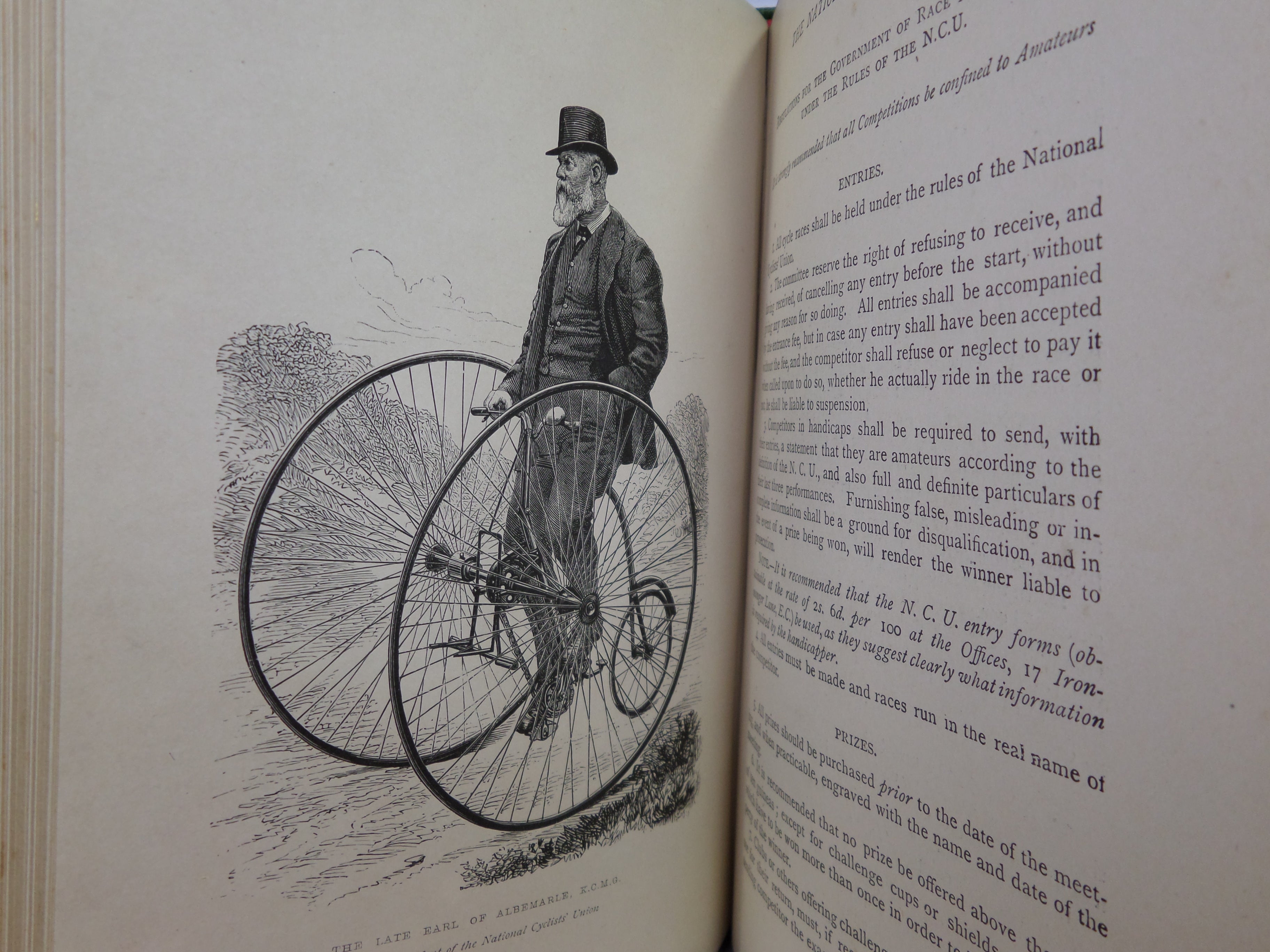 CYCLING BY THE EARL OF ALBEMARLE AND G. LACY HILLIER 1896 FINE LEATHER BINDING