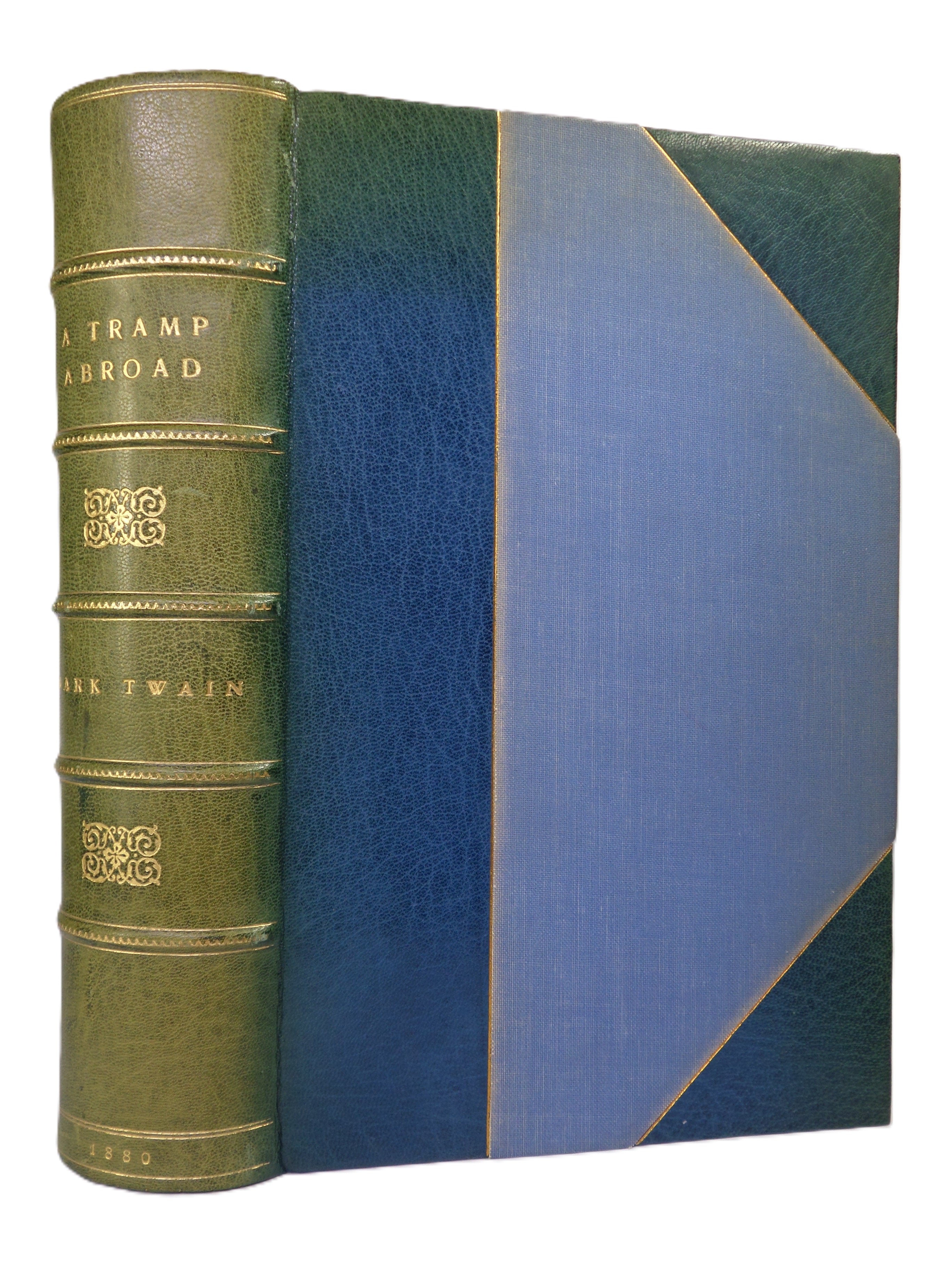 A TRAMP ABROAD BY MARK TWAIN 1880 LEATHER BOUND