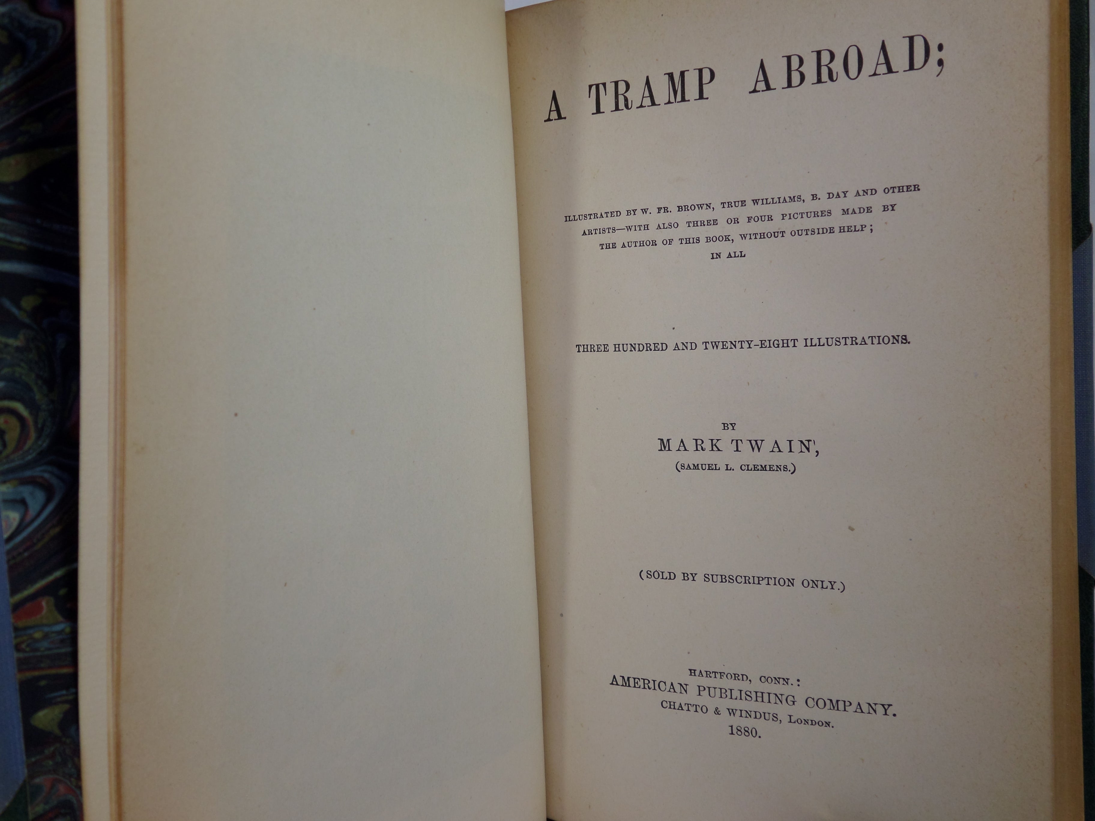 A TRAMP ABROAD BY MARK TWAIN 1880 LEATHER BOUND