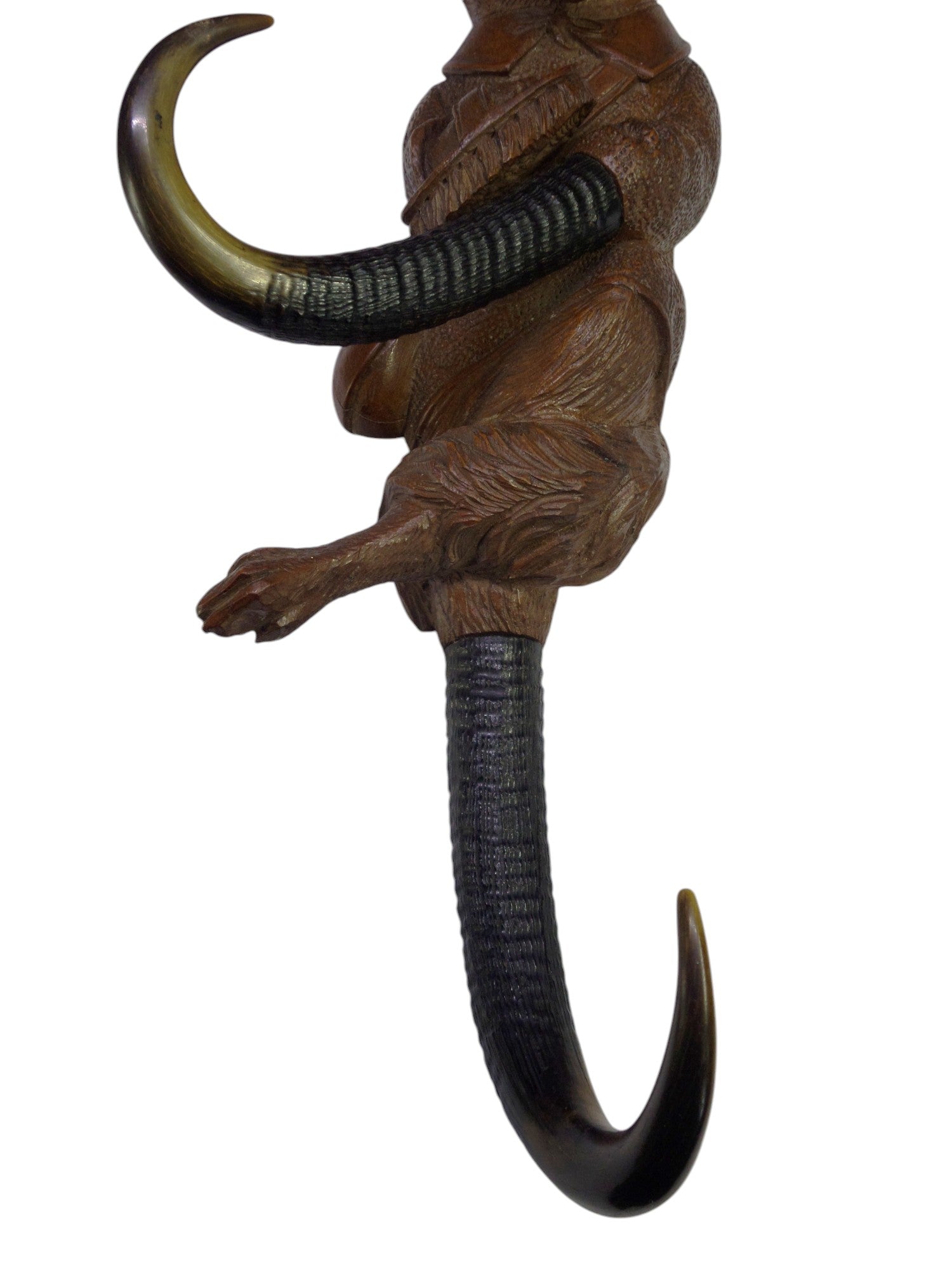 ANTIQUE 19TH CENTURY BLACK FOREST HAND-CARVED FOX COAT HOOK