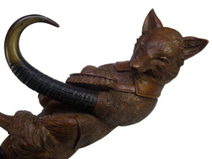 ANTIQUE 19TH CENTURY BLACK FOREST HAND-CARVED FOX COAT HOOK