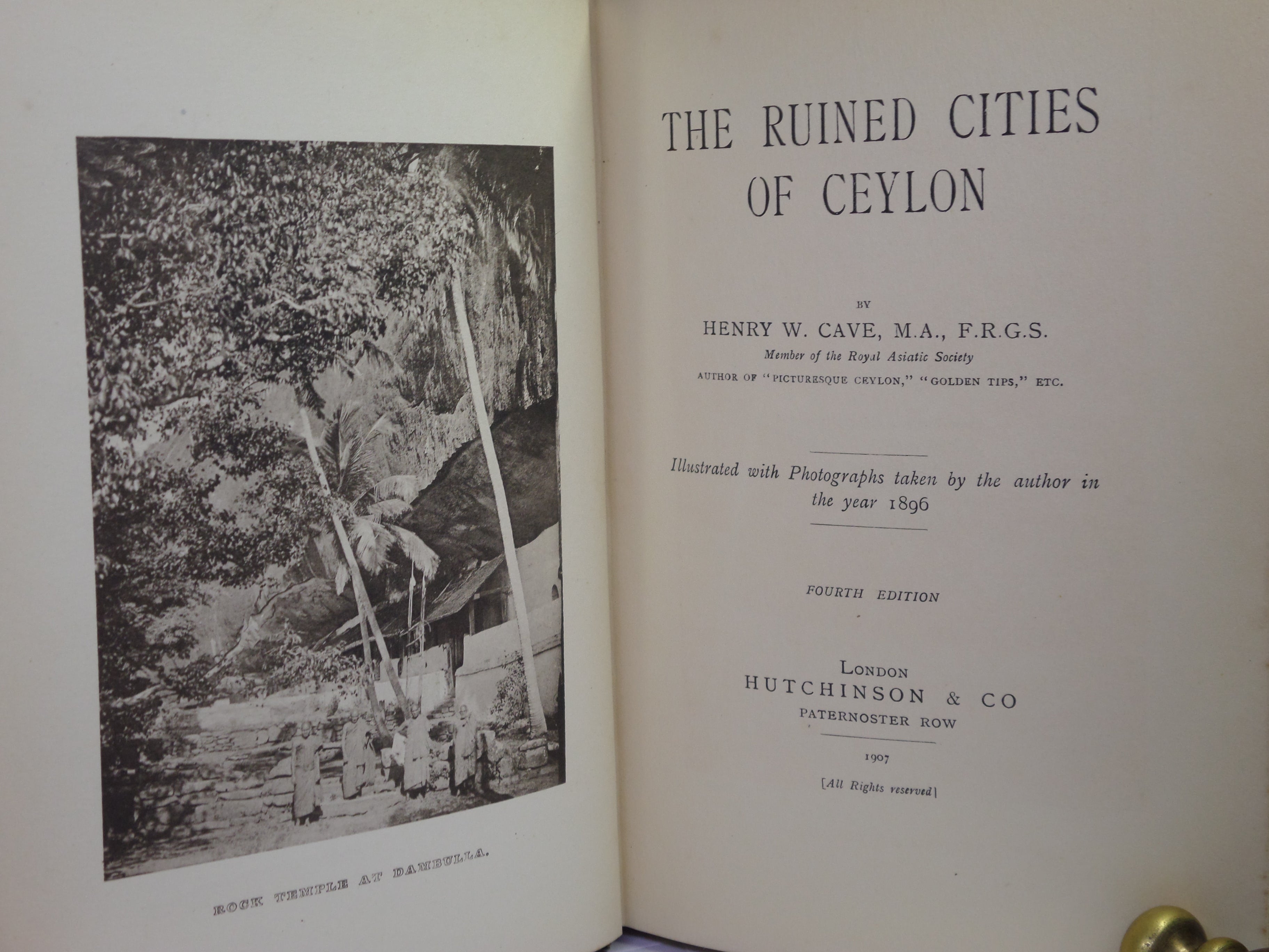 THE RUINED CITIES OF CEYLON BY HENRY W. CAVE 1907 FOURTH EDITION