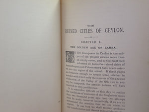 THE RUINED CITIES OF CEYLON BY HENRY W. CAVE 1907 FOURTH EDITION