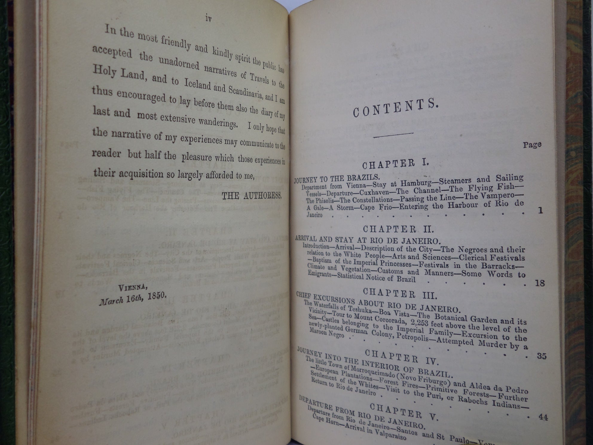 A LADY'S TRAVELS ROUND THE WORLD BY IDA PFEIFFER 1852 LEATHER-BOUND