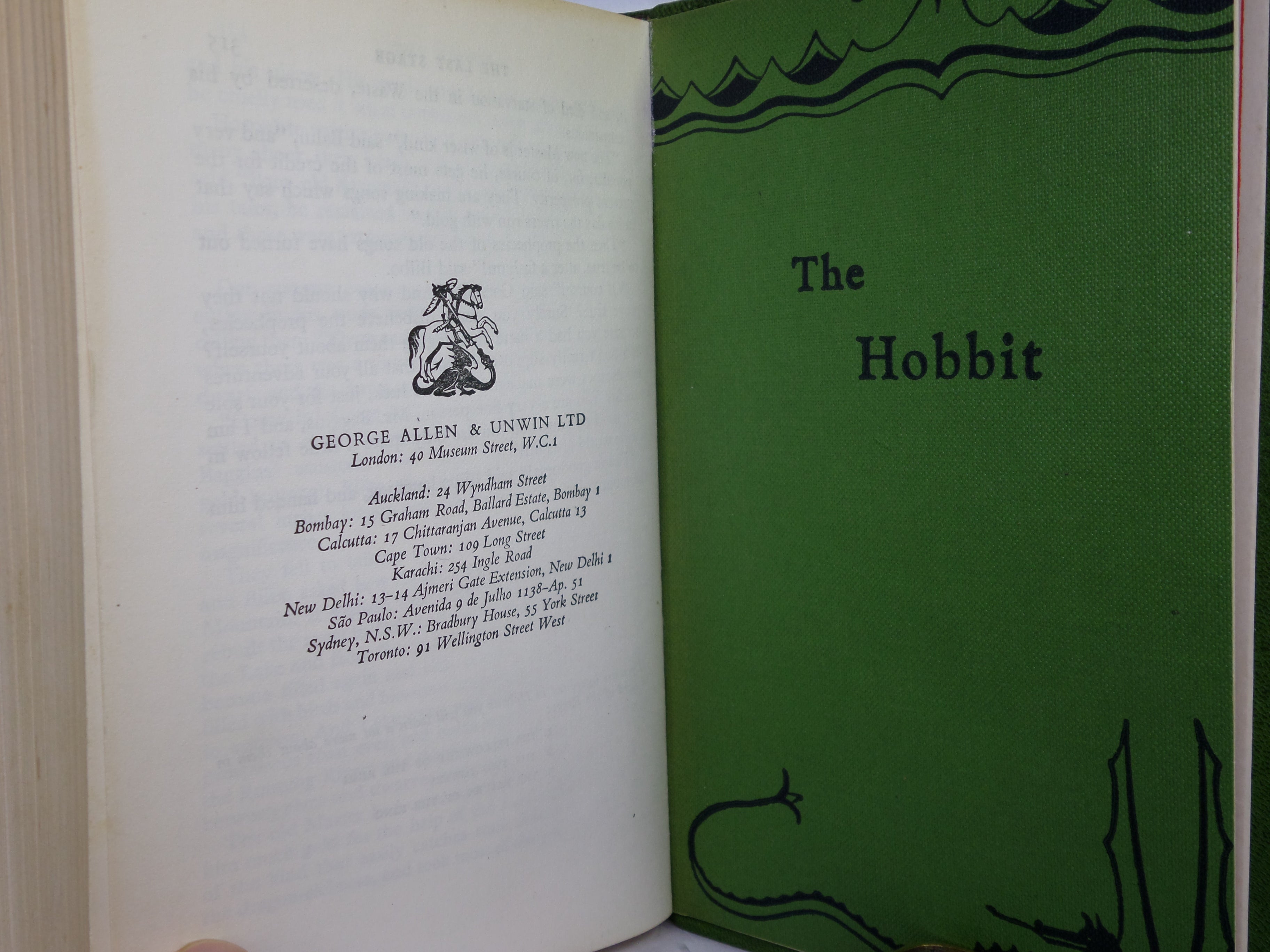 THE HOBBIT BY J.R.R. TOLKIEN 1957 FINE LEATHER BINDING