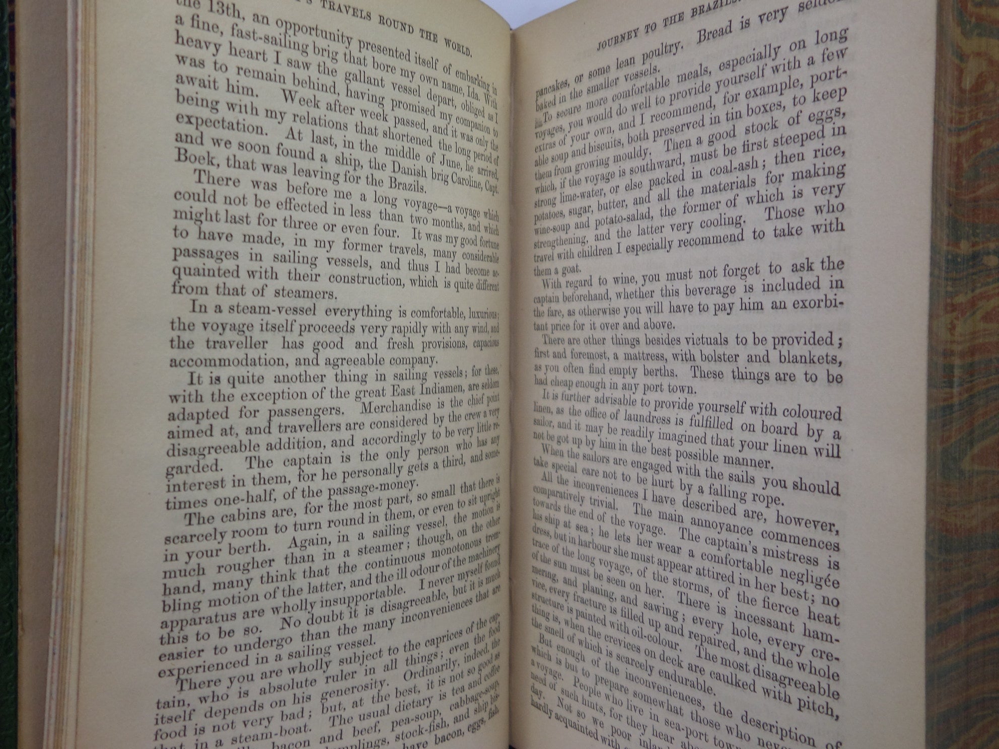 A LADY'S TRAVELS ROUND THE WORLD BY IDA PFEIFFER 1852 LEATHER-BOUND