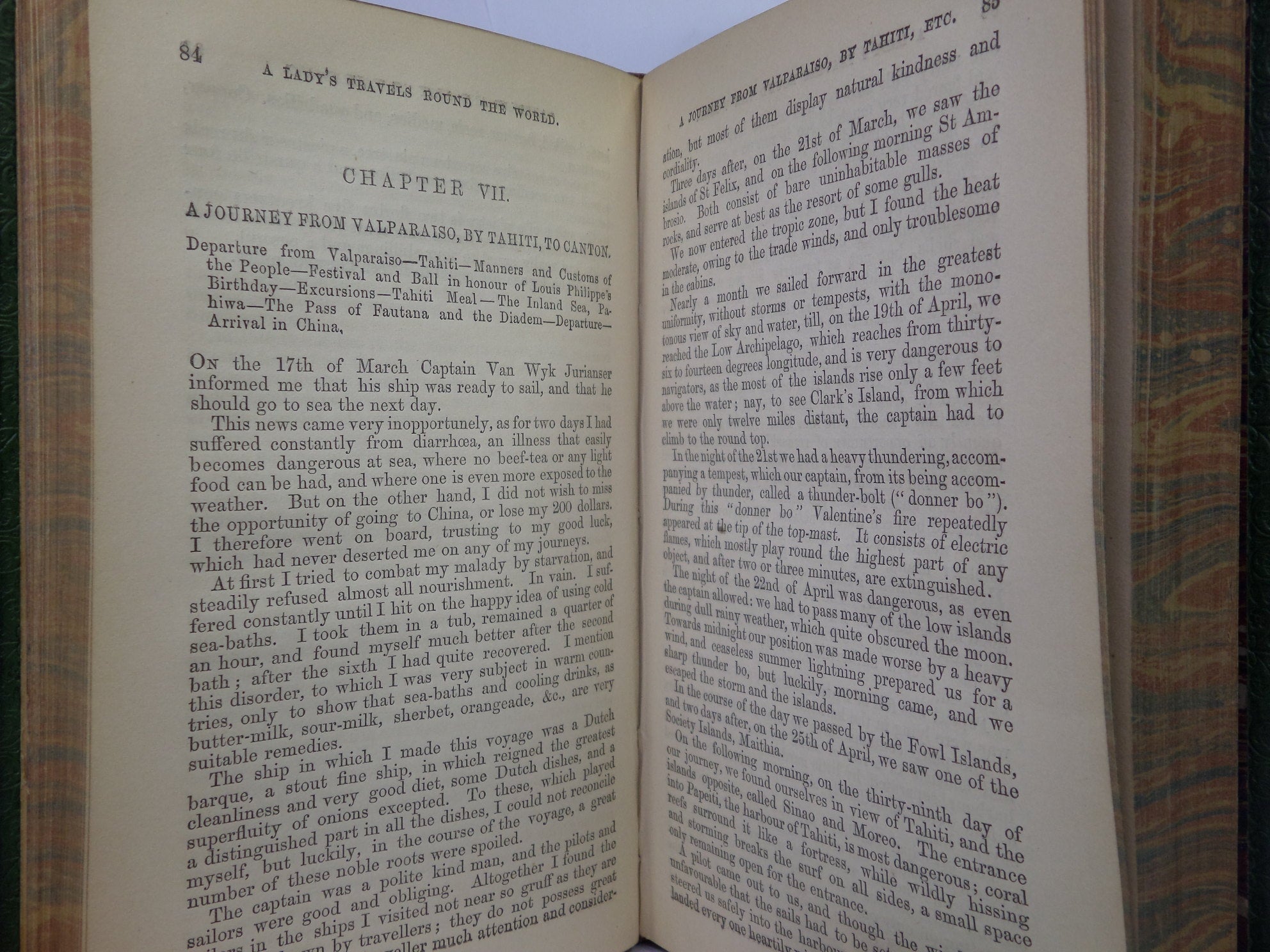 A LADY'S TRAVELS ROUND THE WORLD BY IDA PFEIFFER 1852 LEATHER-BOUND