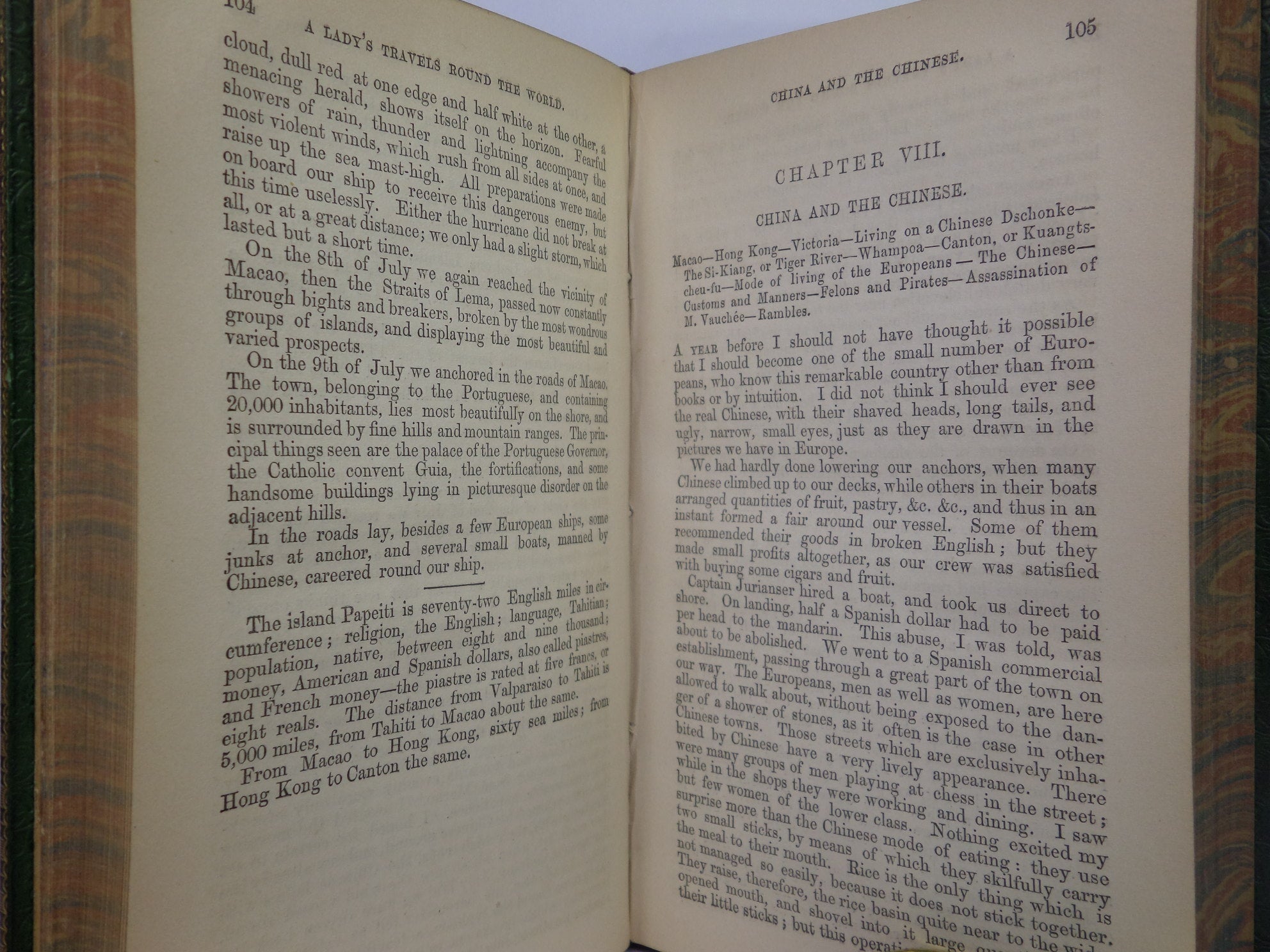 A LADY'S TRAVELS ROUND THE WORLD BY IDA PFEIFFER 1852 LEATHER-BOUND