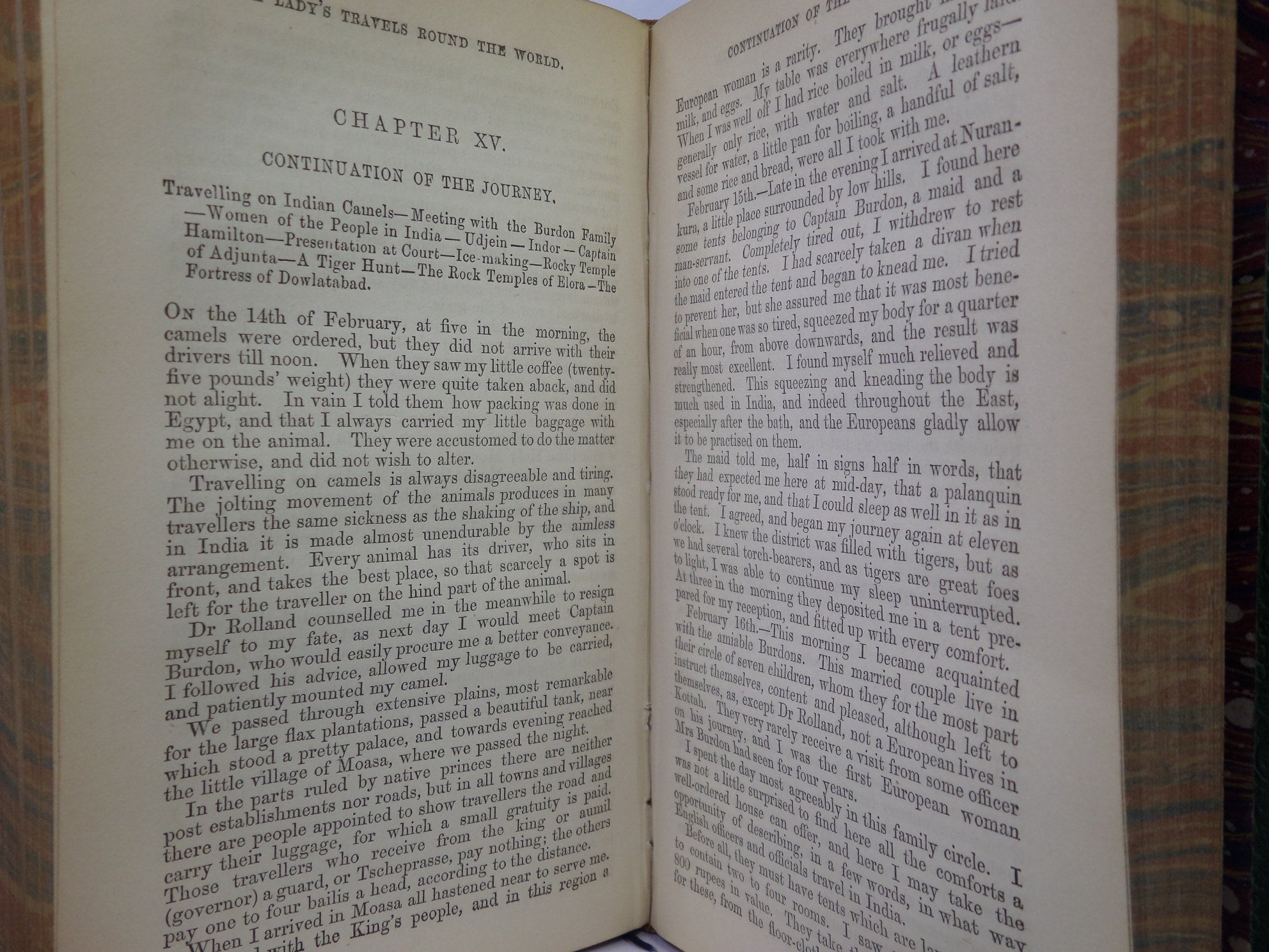 A LADY'S TRAVELS ROUND THE WORLD BY IDA PFEIFFER 1852 LEATHER-BOUND