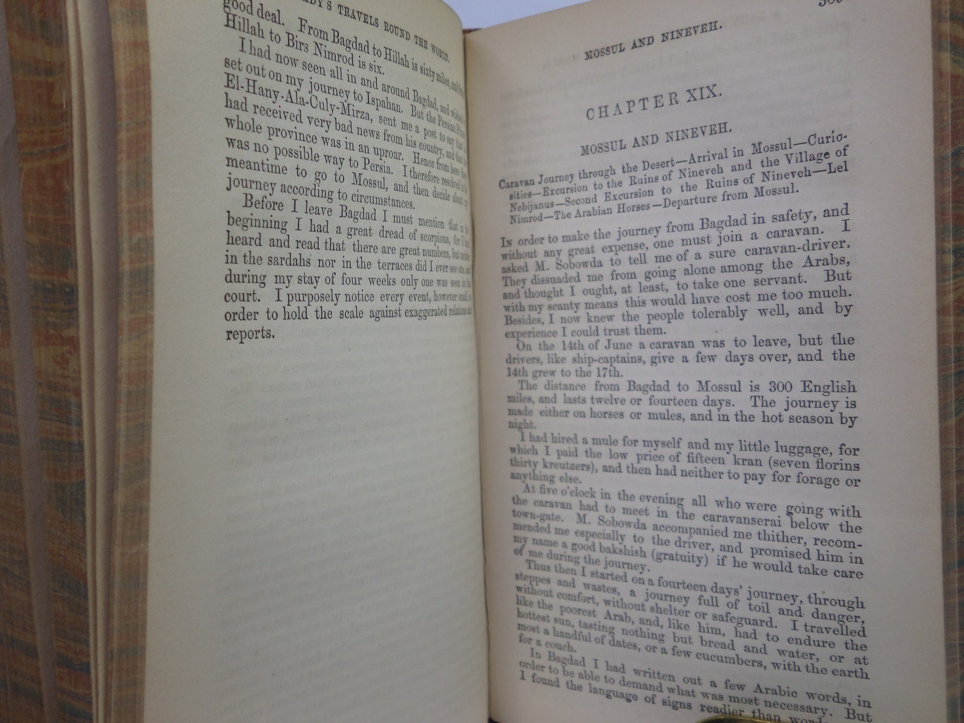 A LADY'S TRAVELS ROUND THE WORLD BY IDA PFEIFFER 1852 LEATHER-BOUND