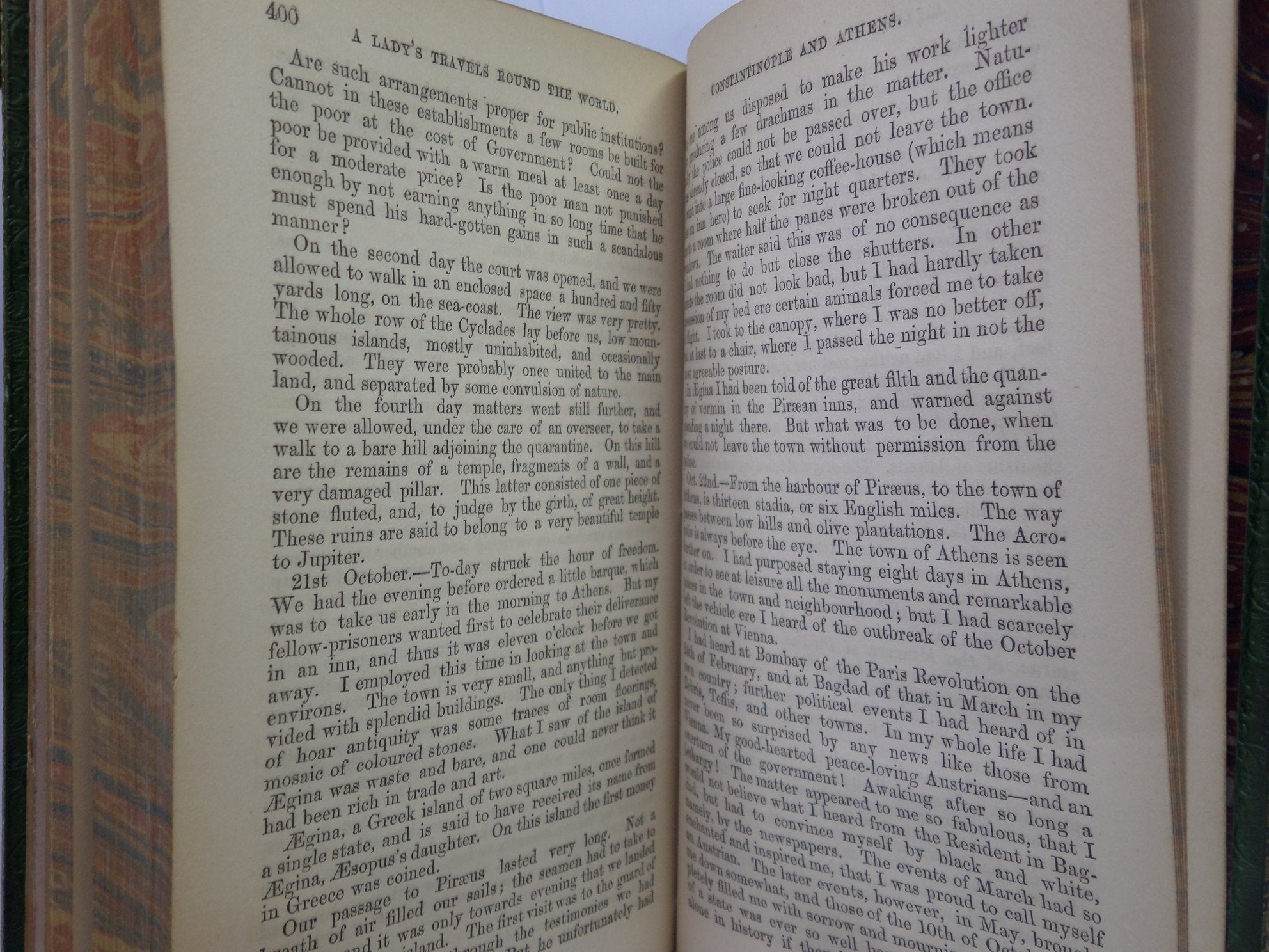 A LADY'S TRAVELS ROUND THE WORLD BY IDA PFEIFFER 1852 LEATHER-BOUND