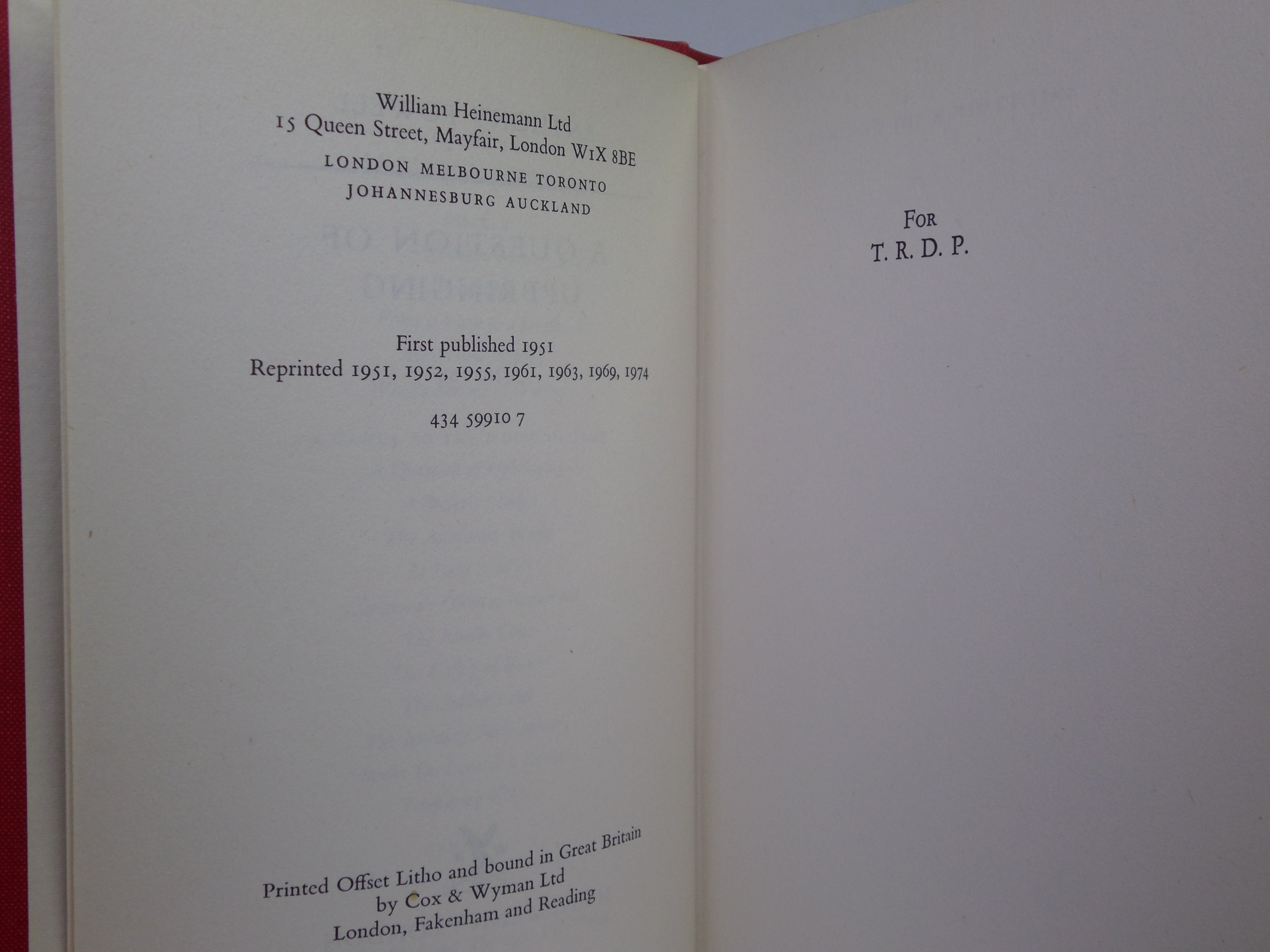A QUESTION OF UPBRINGING BY ANTHONY POWELL 1974