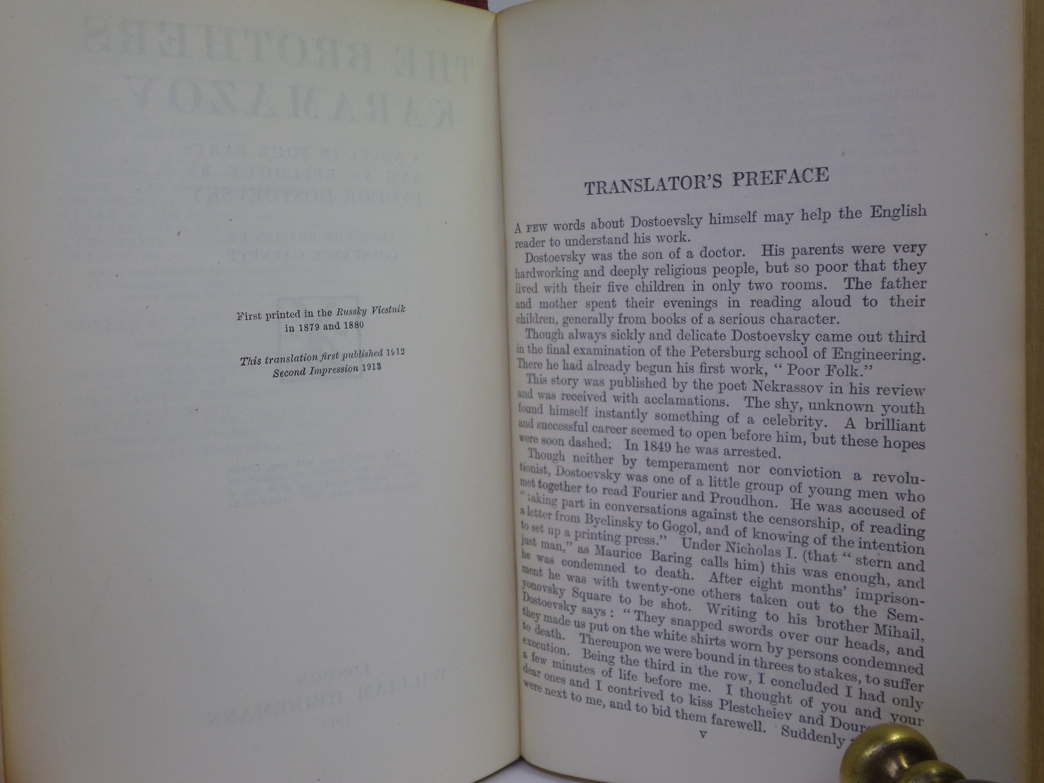 THE BROTHERS KARAMAZOV BY FYODOR DOSTOEVSKY 1913