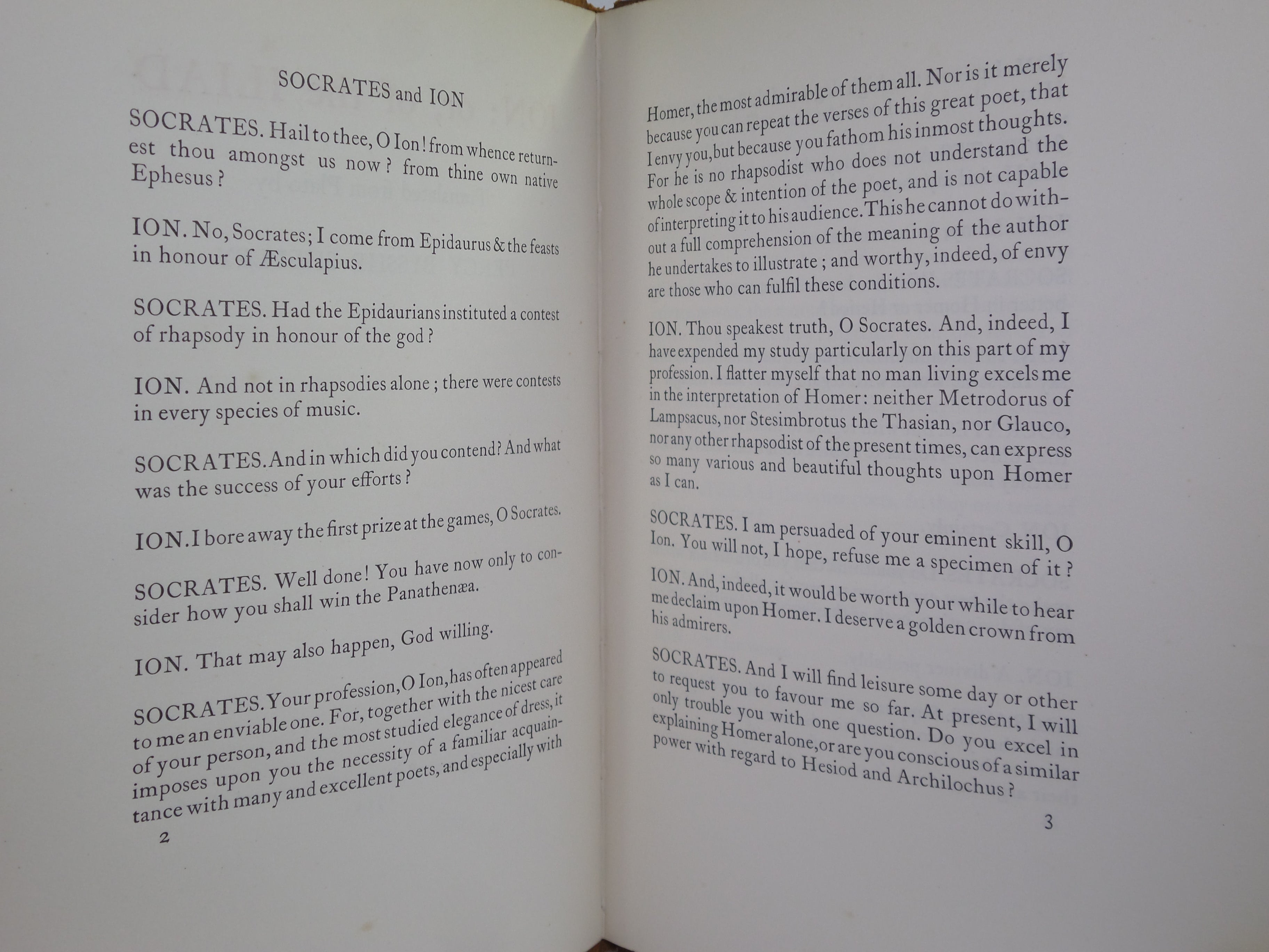 ION: OR, OF THE ILIAD TRANSLATED FROM PLATO BY PERCY BYSSHE SHELLEY 1914