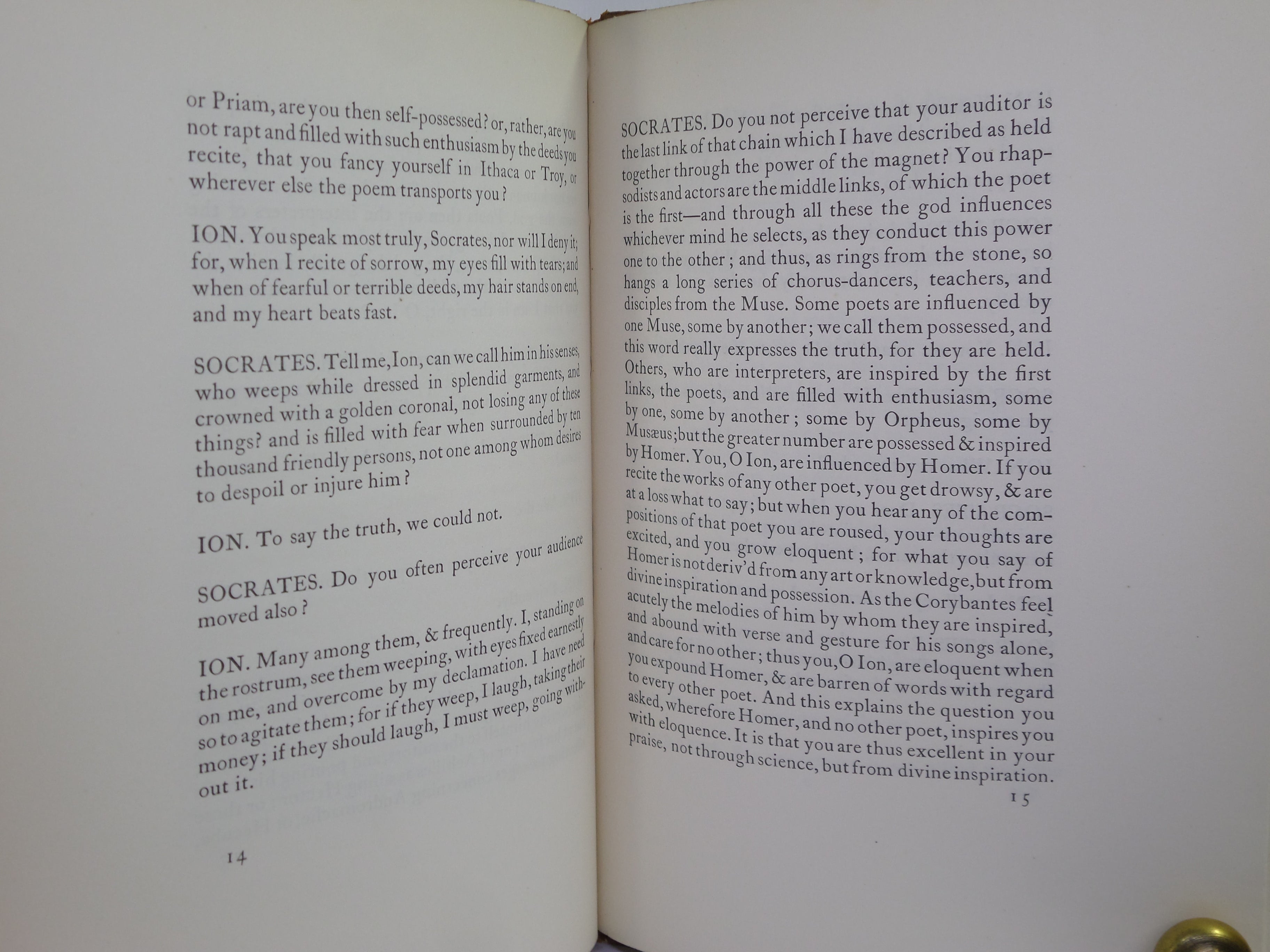ION: OR, OF THE ILIAD TRANSLATED FROM PLATO BY PERCY BYSSHE SHELLEY 1914