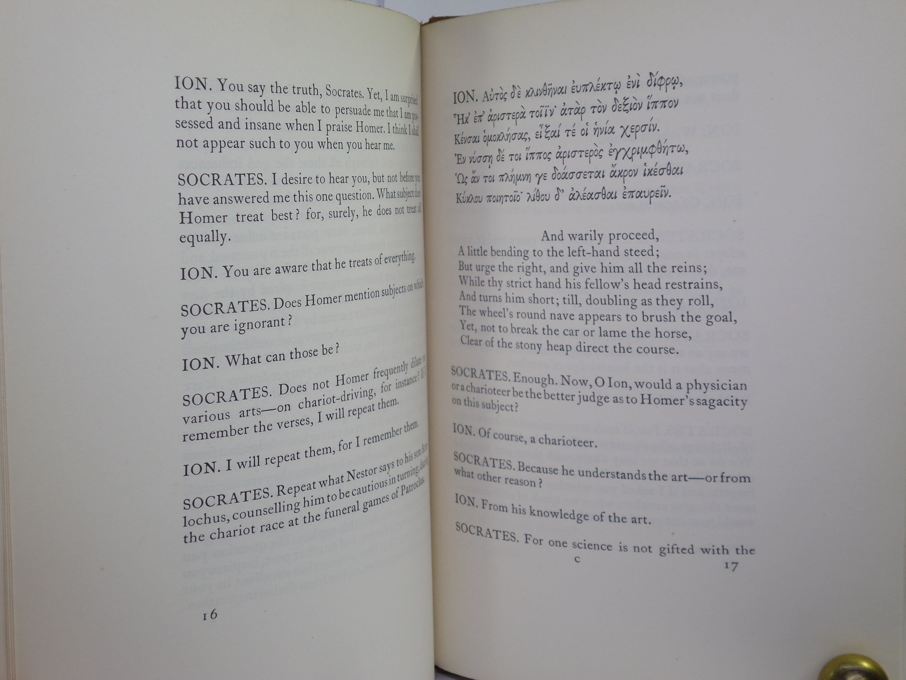 ION: OR, OF THE ILIAD TRANSLATED FROM PLATO BY PERCY BYSSHE SHELLEY 1914