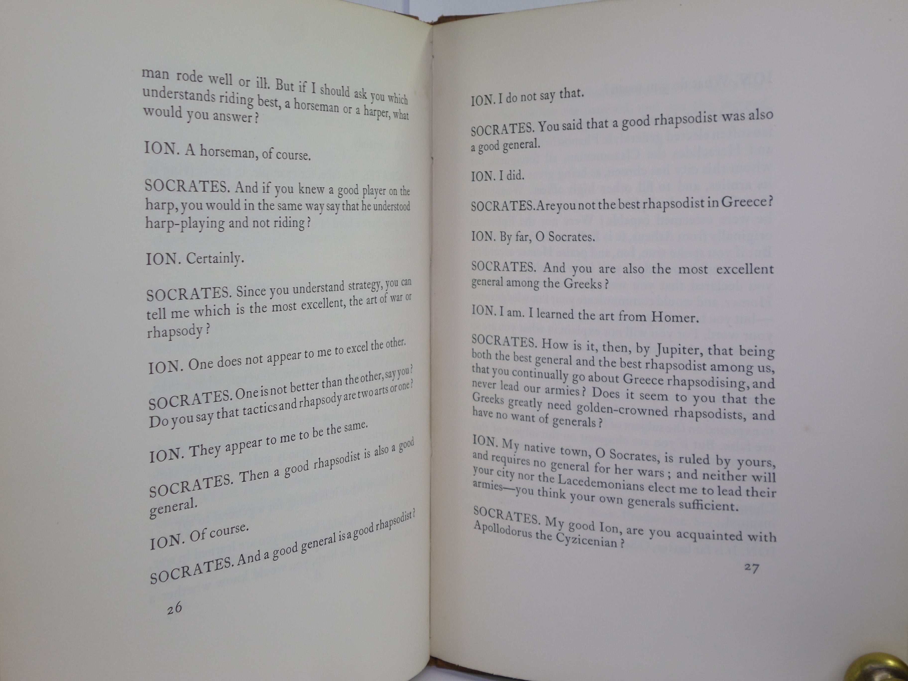 ION: OR, OF THE ILIAD TRANSLATED FROM PLATO BY PERCY BYSSHE SHELLEY 1914