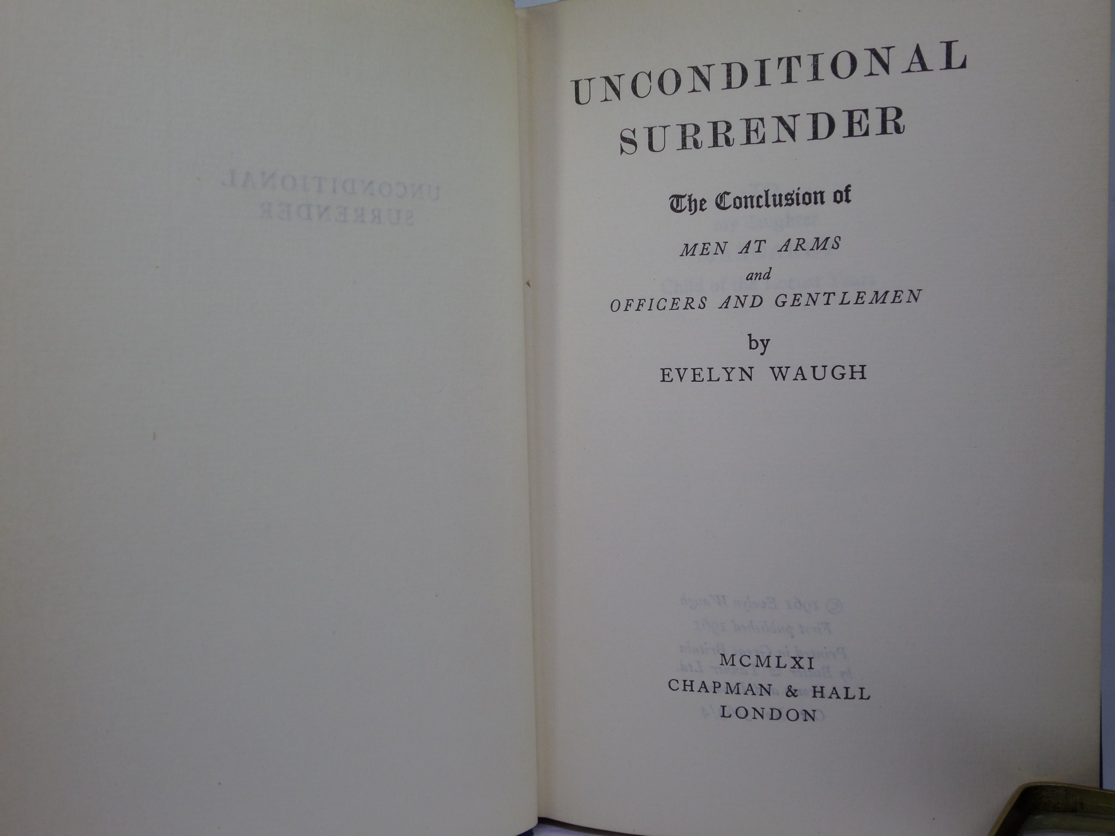 UNCONDITIONAL SURRENDER BY EVELYN WAUGH 1961 FIRST EDITION