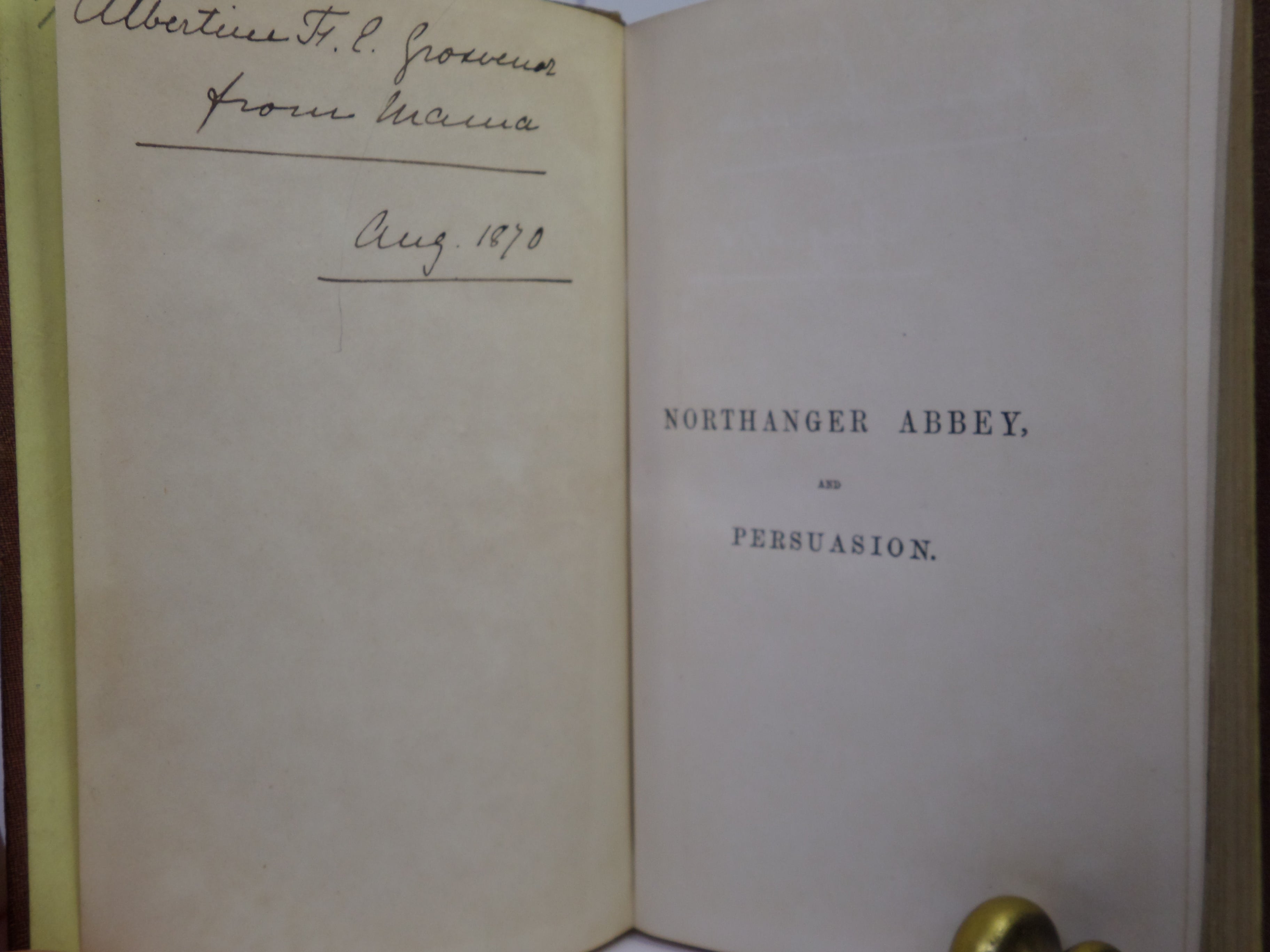 NORTHANGER ABBEY AND PERSUASION BY JANE AUSTEN CIRCA 1870