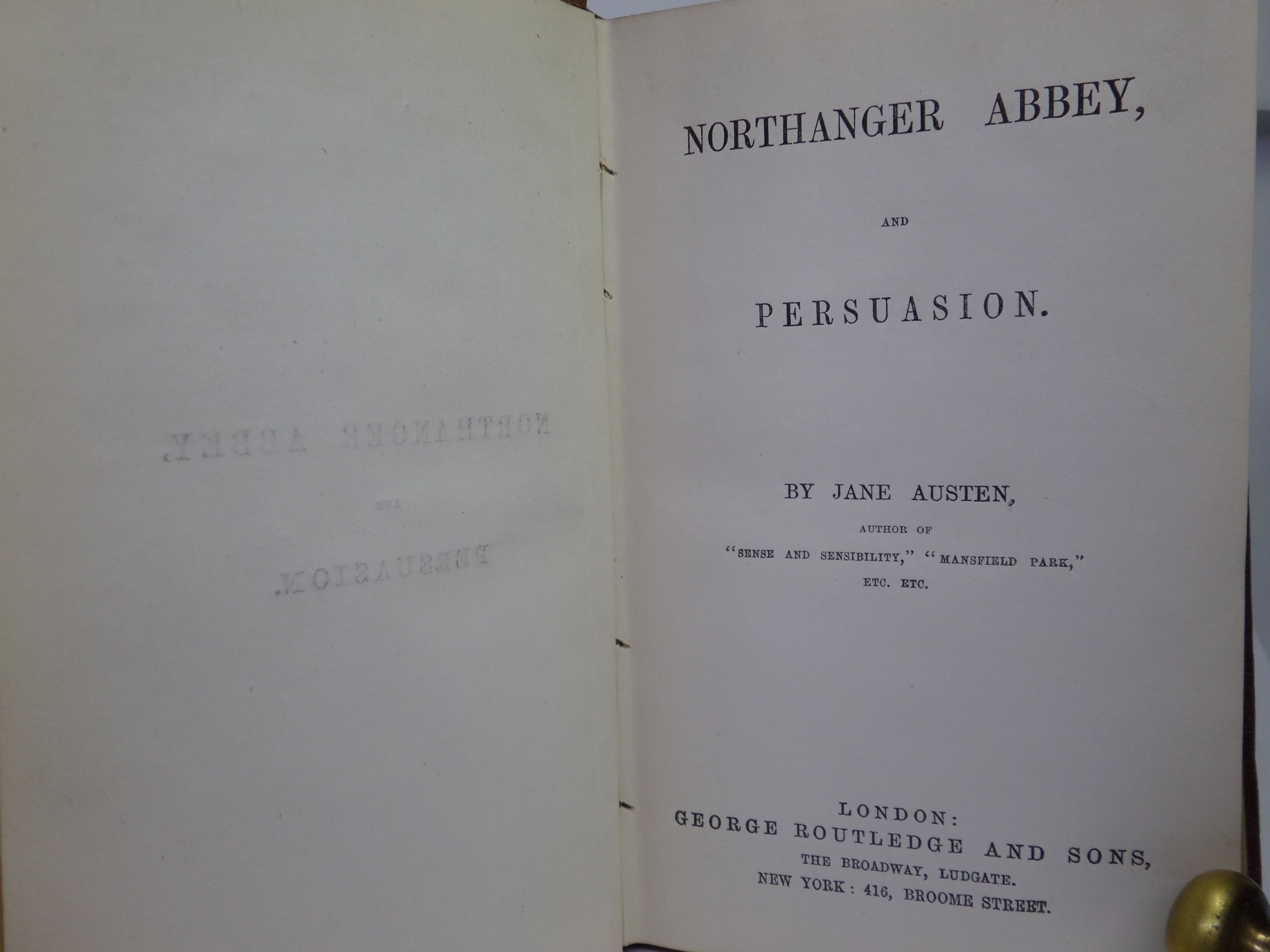NORTHANGER ABBEY AND PERSUASION BY JANE AUSTEN CIRCA 1870