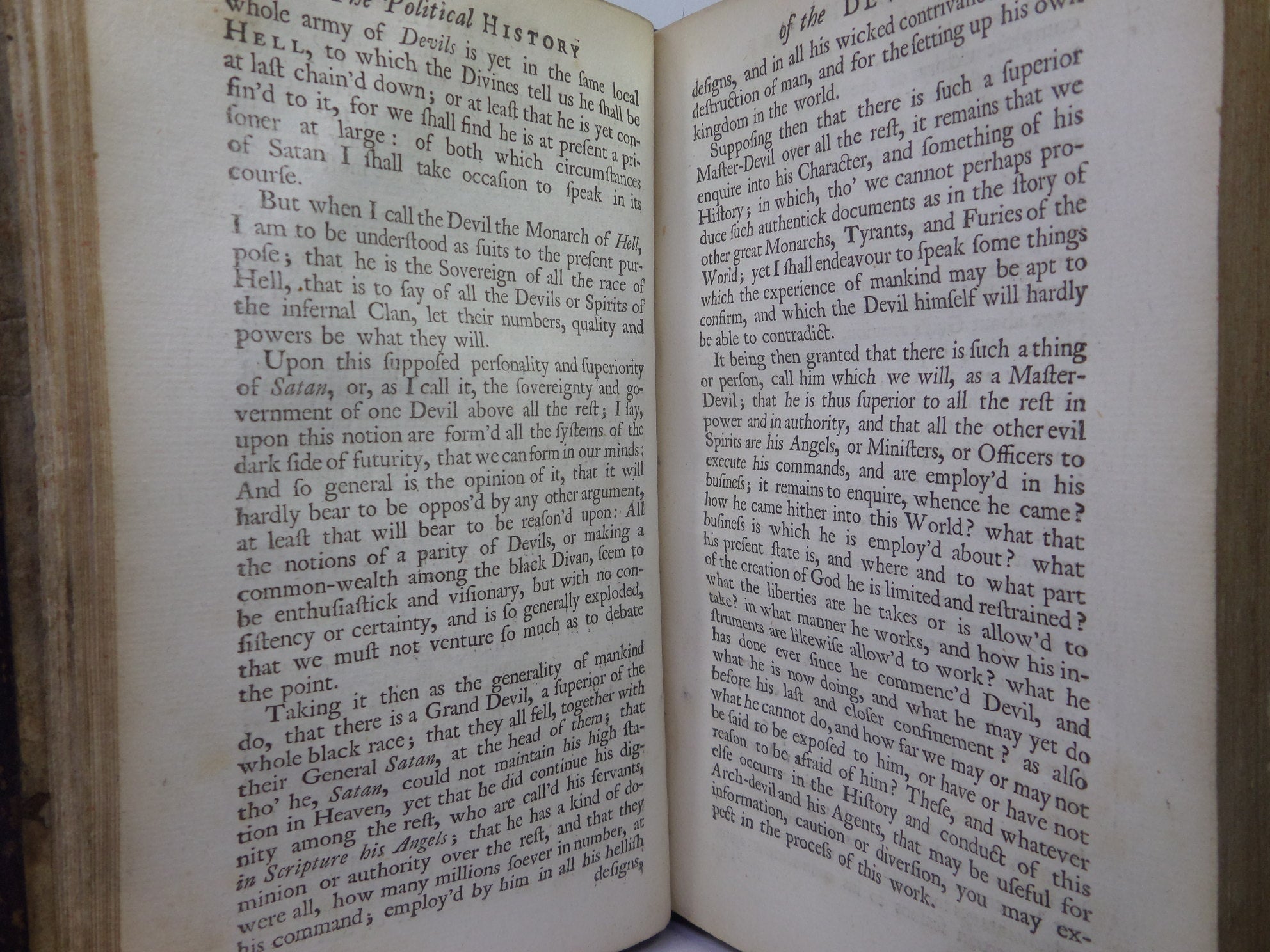 THE POLITICAL HISTORY OF THE DEVIL BY DANIEL DEFOE 1726 FIRST EDITION, LEATHER BINDING