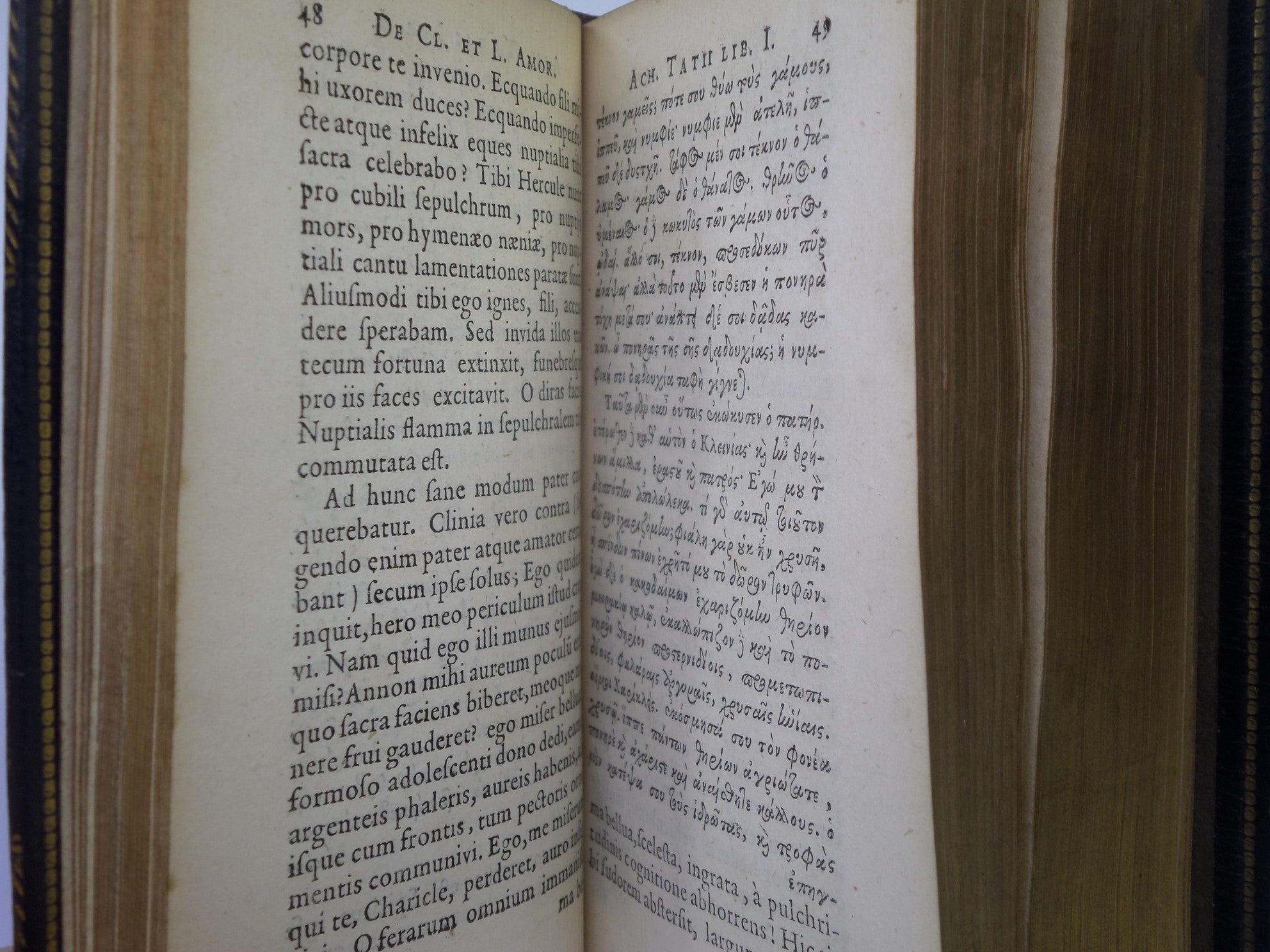 ACHILLES TATIUS - EROTIKON ACHILLEOSTATIOU, SIVE, DE CLITOPHONTIS  LEUCIPPES AMORIBUS LIBRI VIII EX EDITIONE CL. SALMASII 1640
