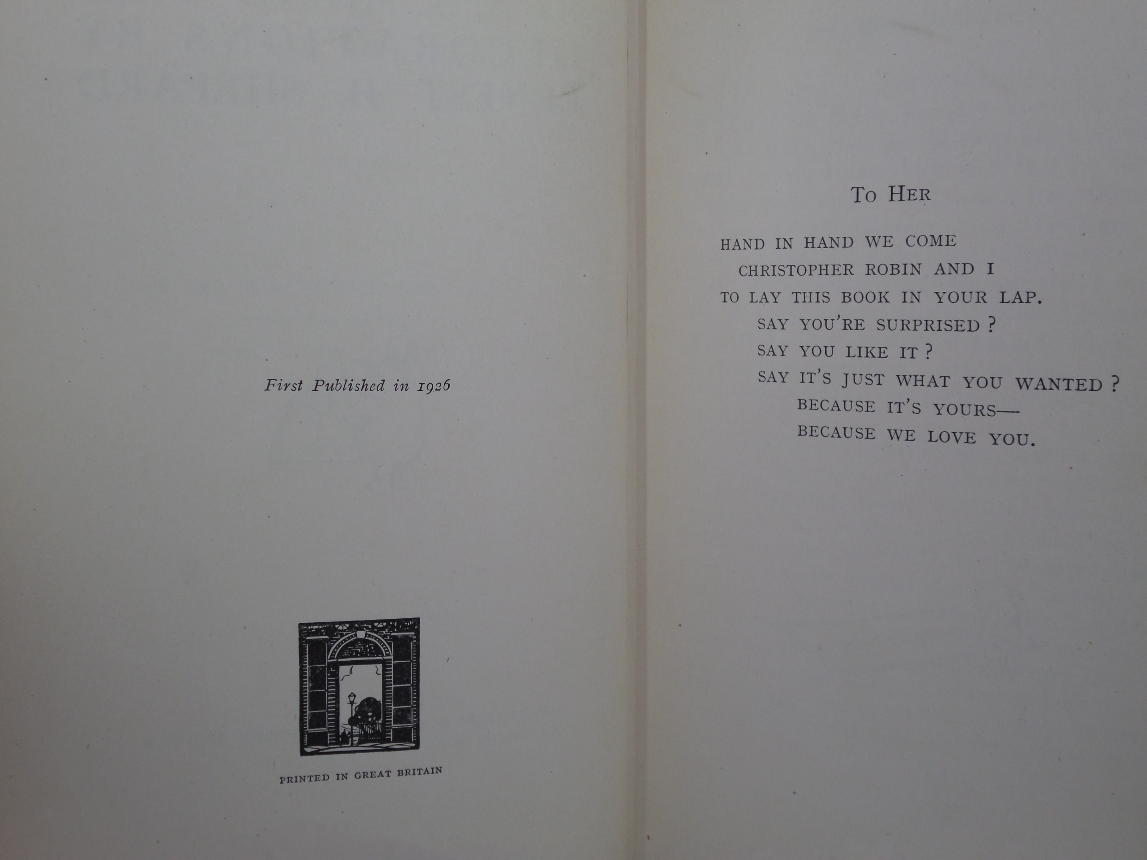 WINNIE-THE-POOH BY A. A. MILNE 1926 FIRST EDITION