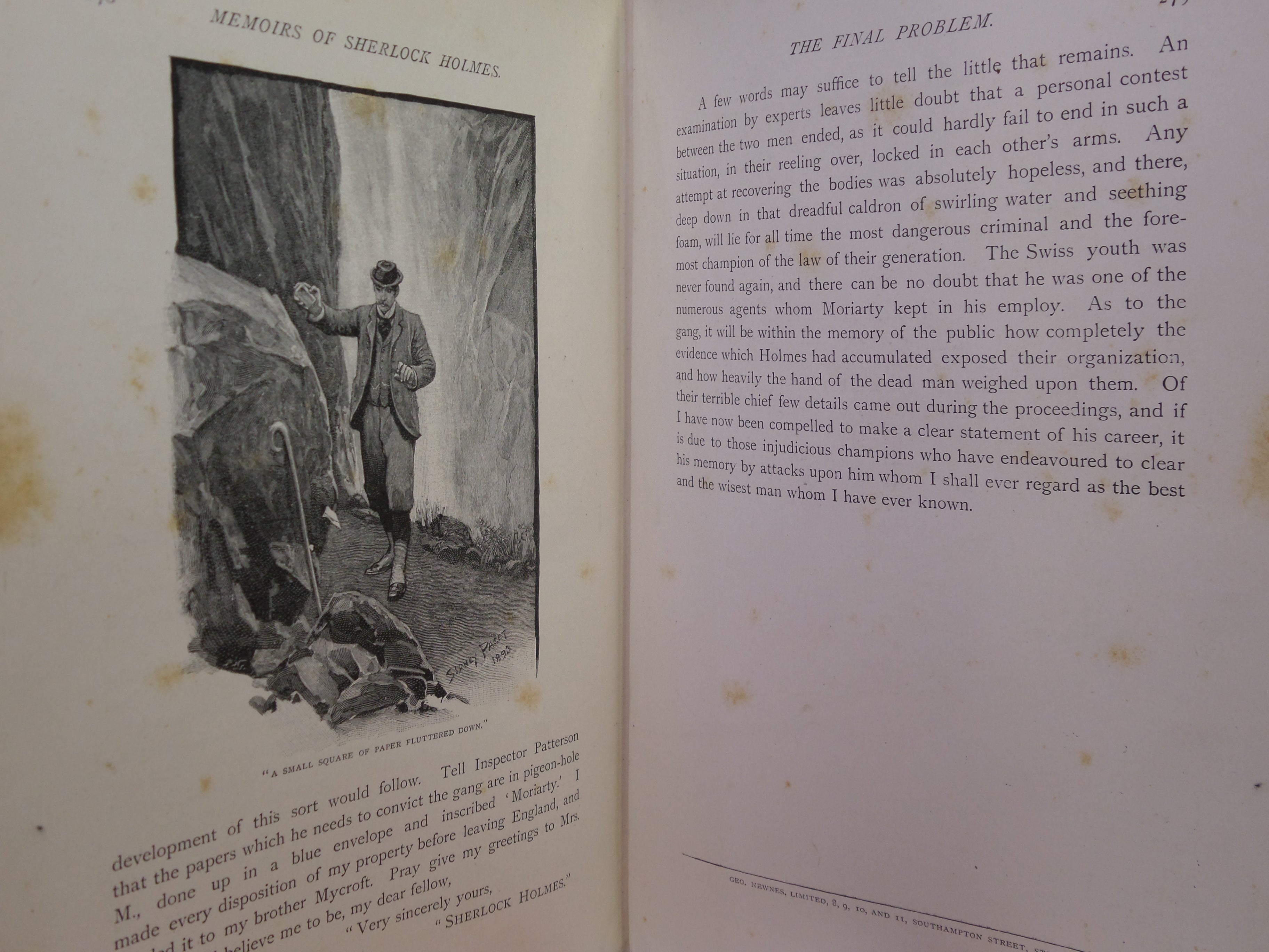 THE MEMOIRS OF SHERLOCK HOLMES BY ARTHUR CONAN DOYLE 1894 FIRST EDITION
