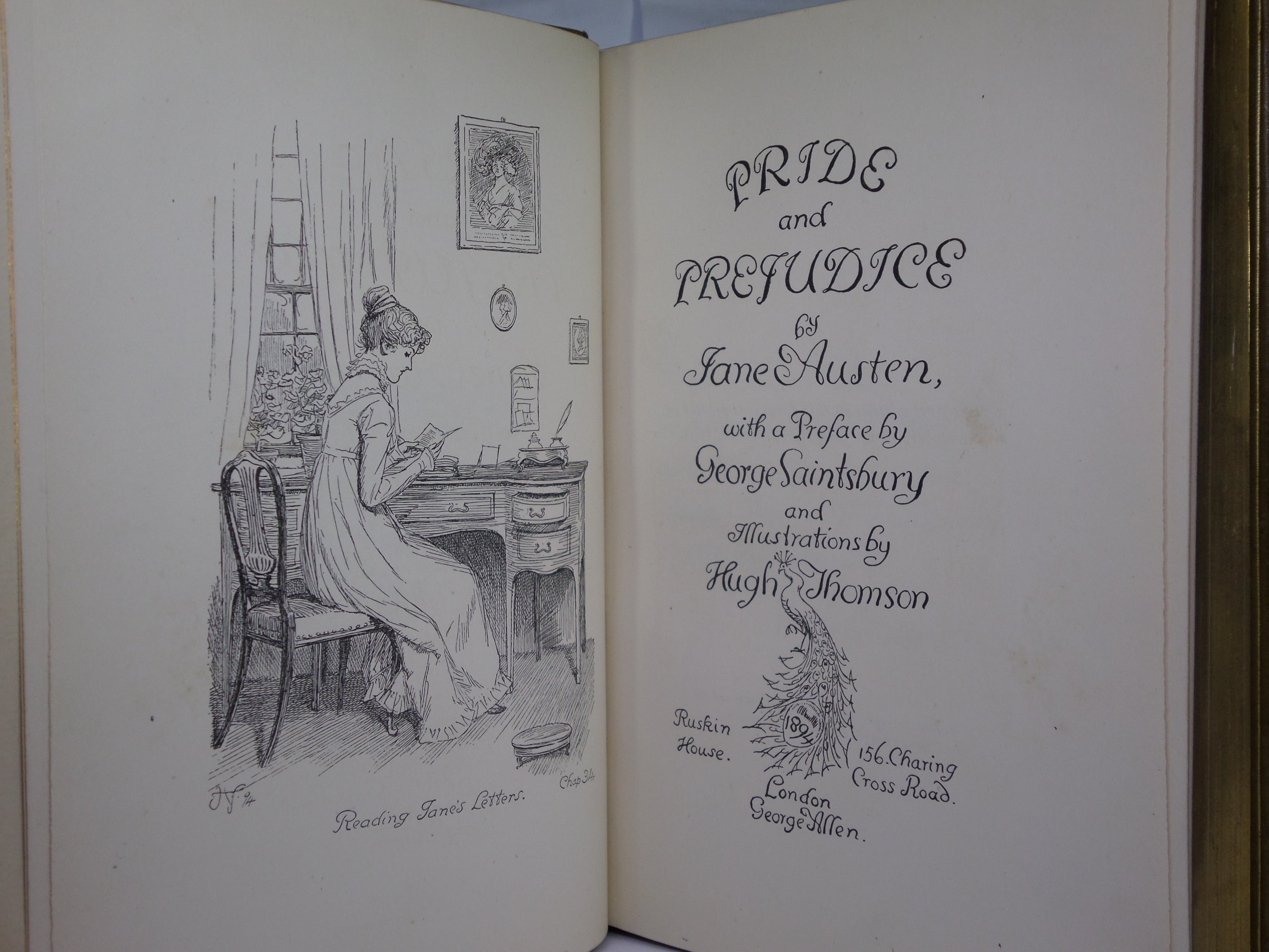 PRIDE AND PREJUDICE BY JANE AUSTEN 1895 PEACOCK EDITION FINELY BOUND BY TRUSLOVE & HANSON